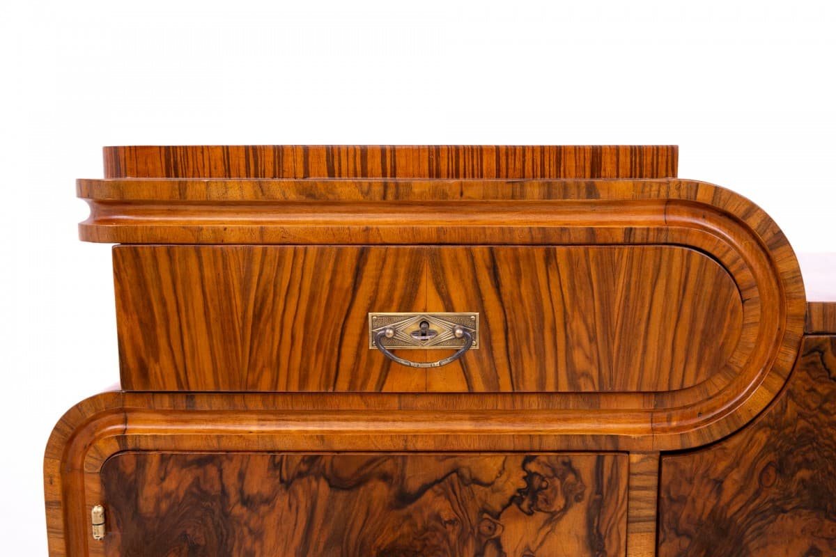 Komoda Art Deco, brązowy, orzech, Polska, lata 40. - 355873