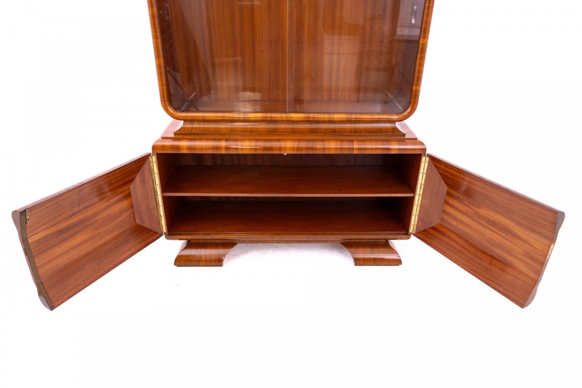 Witryna Art Deco, orzech brązowy, szkło, Niemcy, lata 20. - 355922