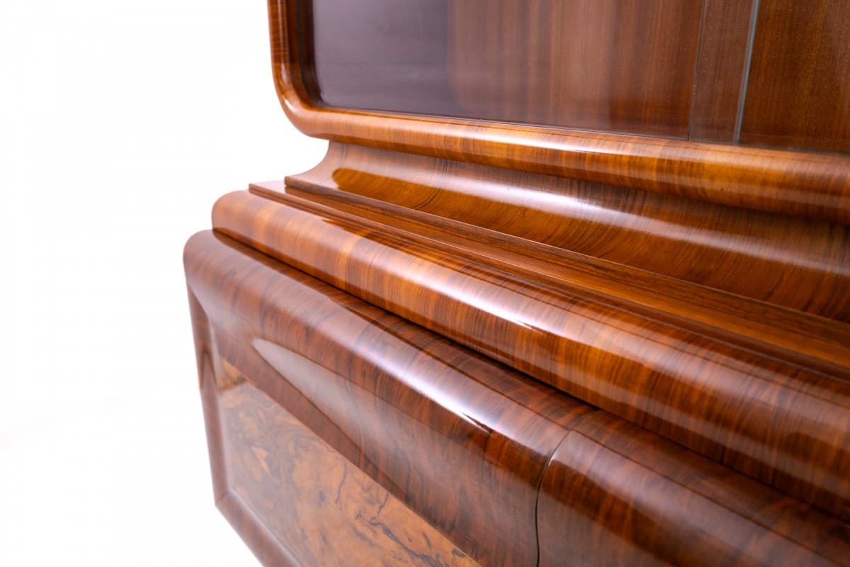 Witryna Art Deco, orzech brązowy, szkło, Niemcy, lata 20. - 355929