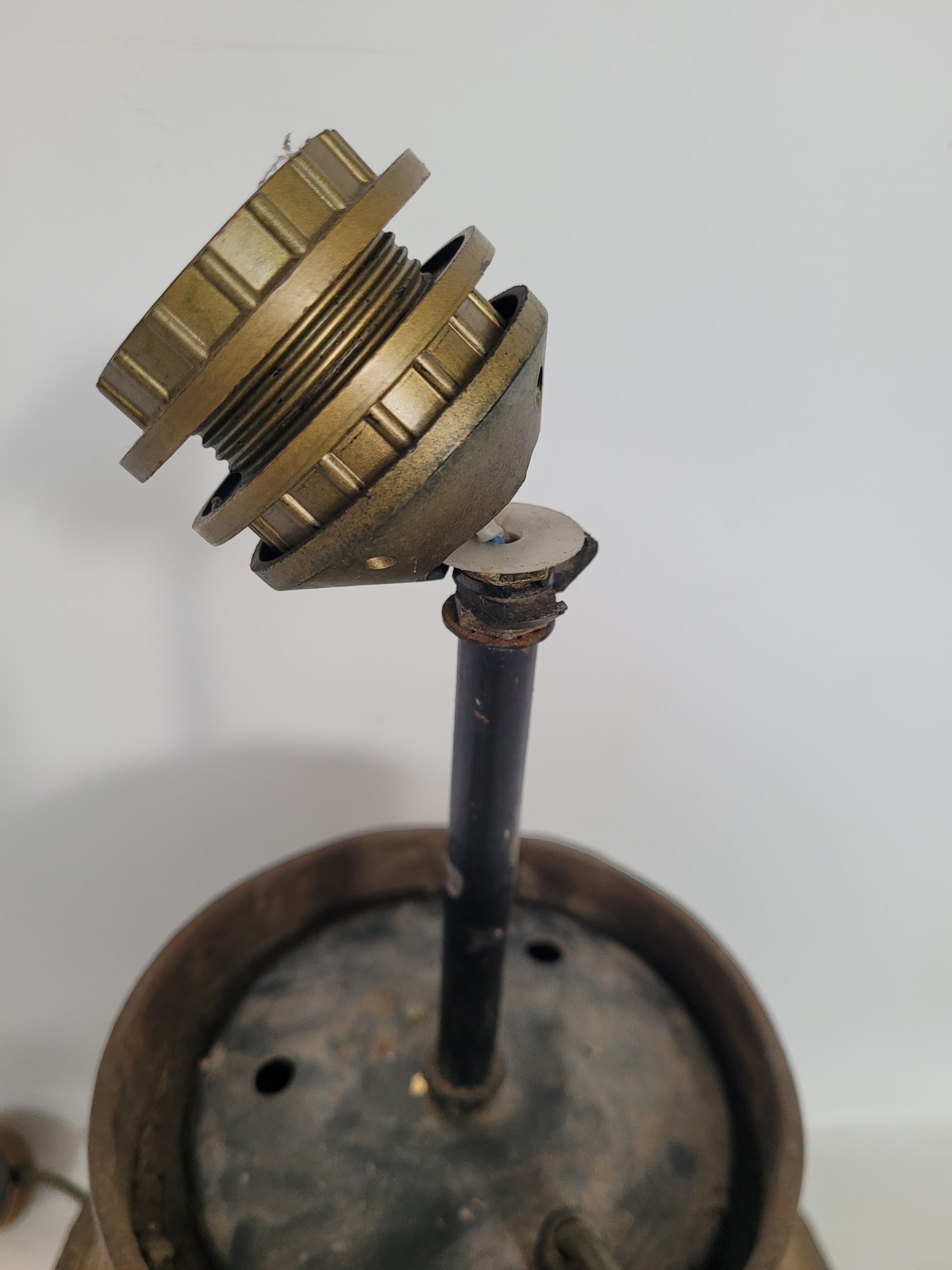 Lampa stołowa, brązowy, drewno, metal, XIX w. - 355935