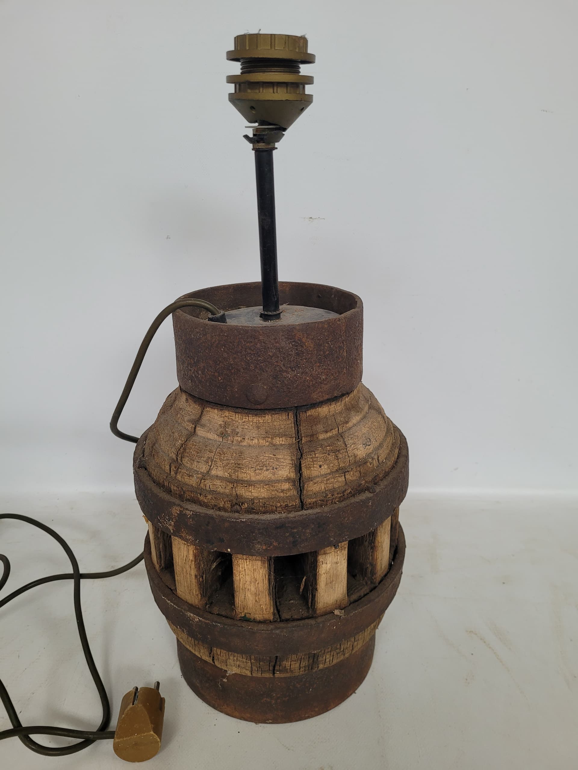 Lampa stołowa, brązowy, drewno, metal, XIX w. - 355936