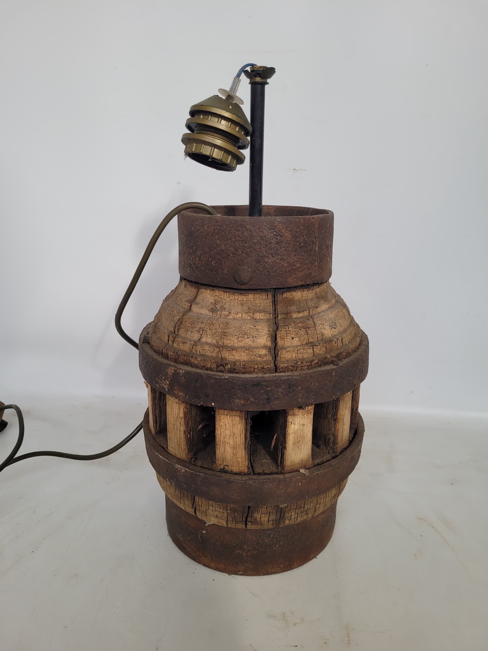 Lampa stołowa, brązowy, drewno, metal, XIX w. - 355940