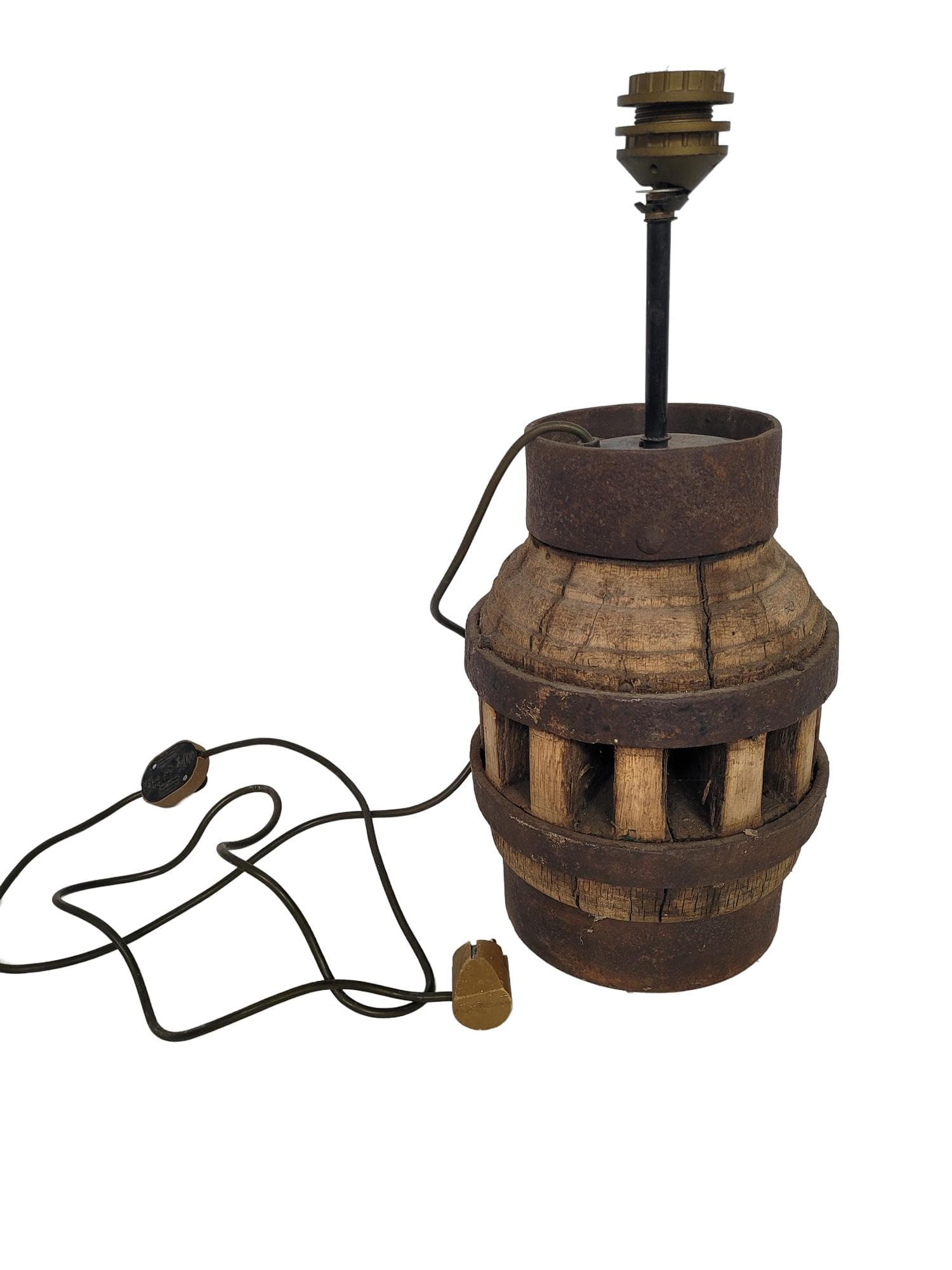 Lampa stołowa, brązowy, drewno, metal, XIX w.