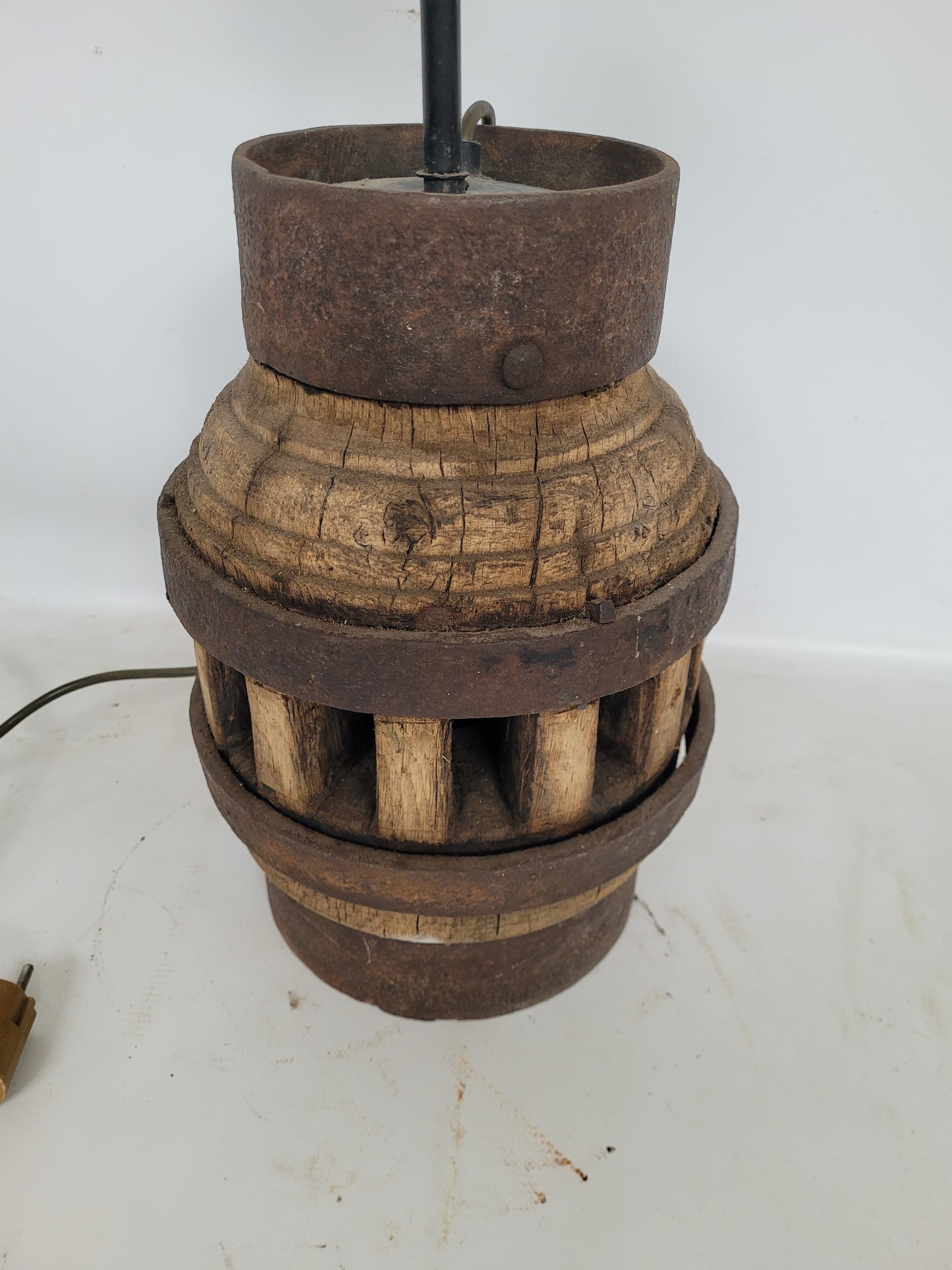 Lampa stołowa, brązowy, drewno, metal, XIX w. - 355943