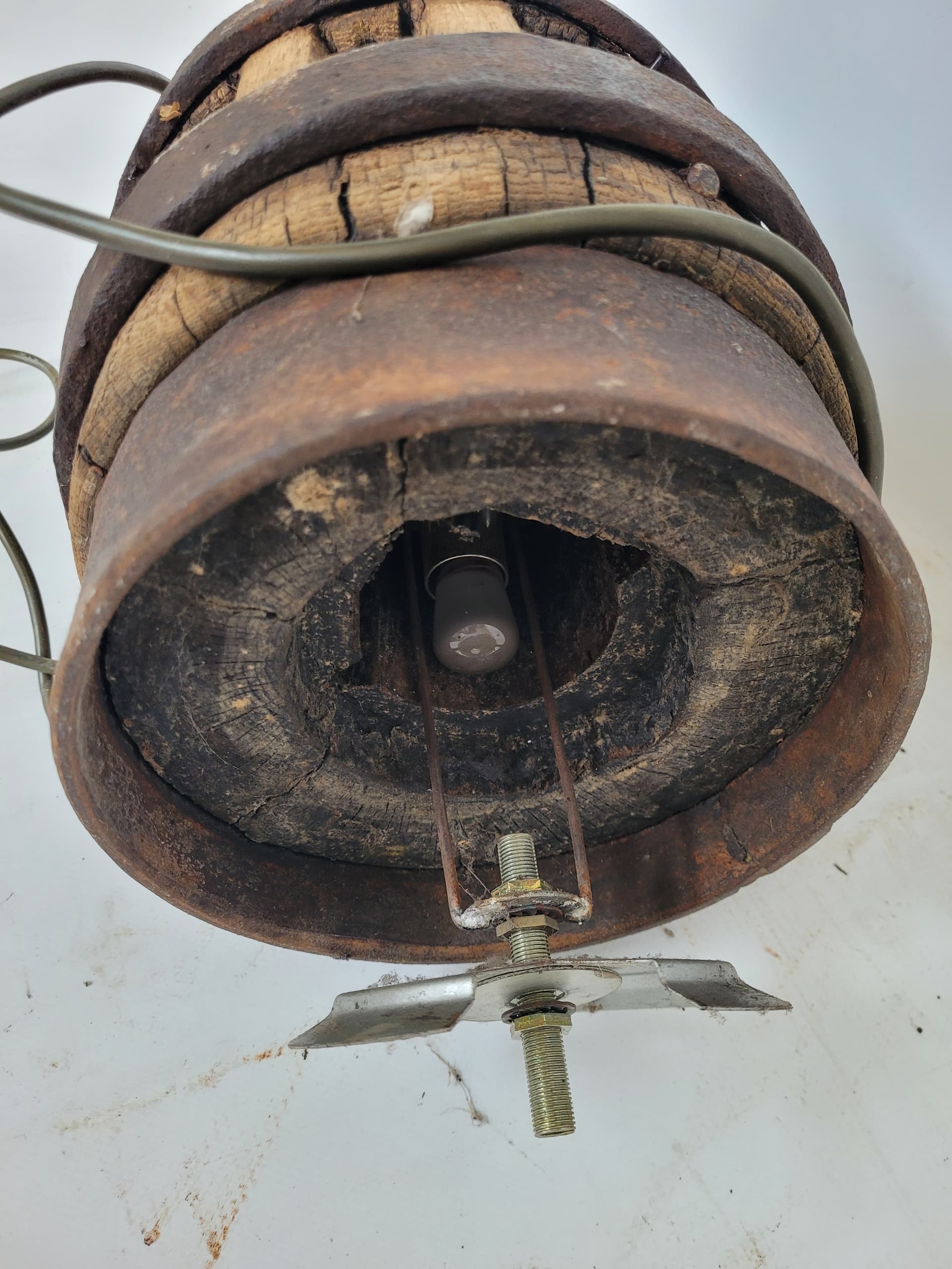 Lampa stołowa, brązowy, drewno, metal, XIX w. - 355939