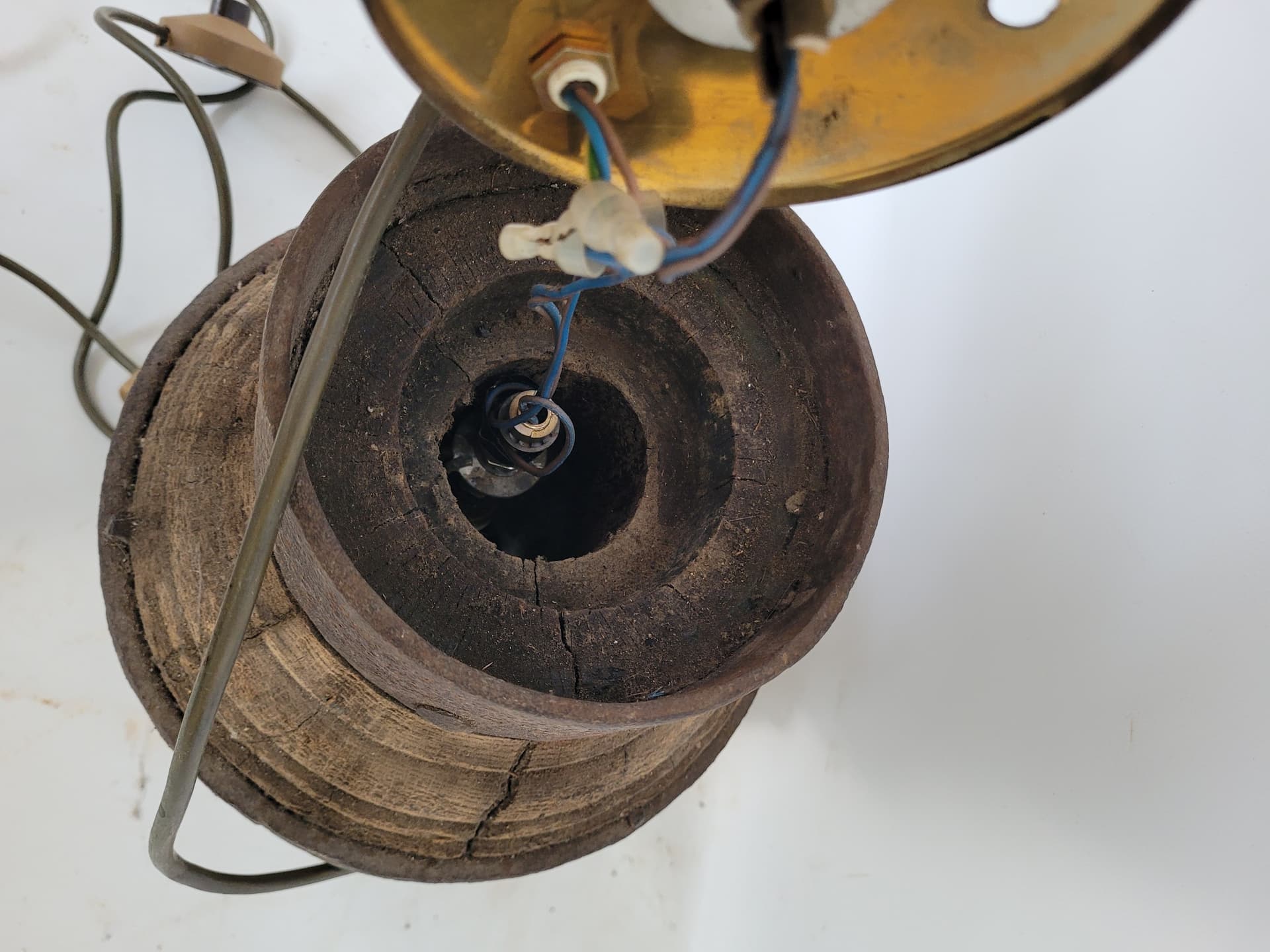 Lampa stołowa, brązowy, drewno, metal, XIX w. - 355934