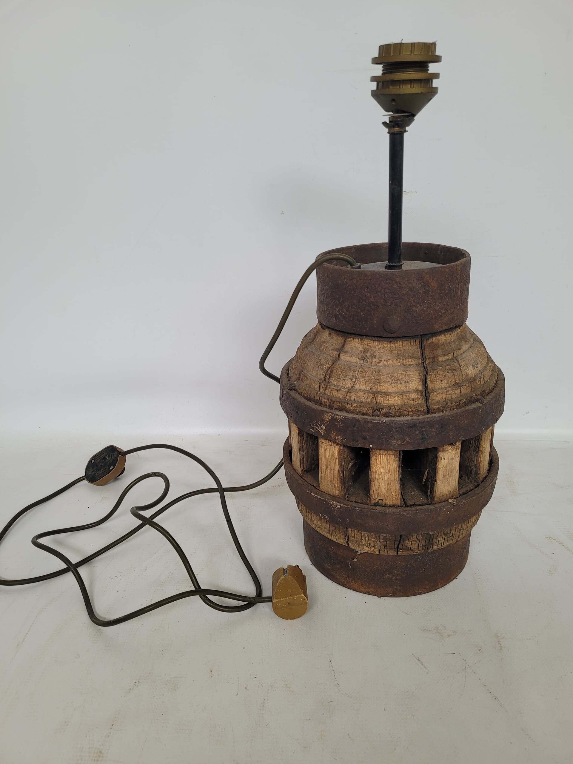 Lampa stołowa, brązowy, drewno, metal, XIX w. - 355933
