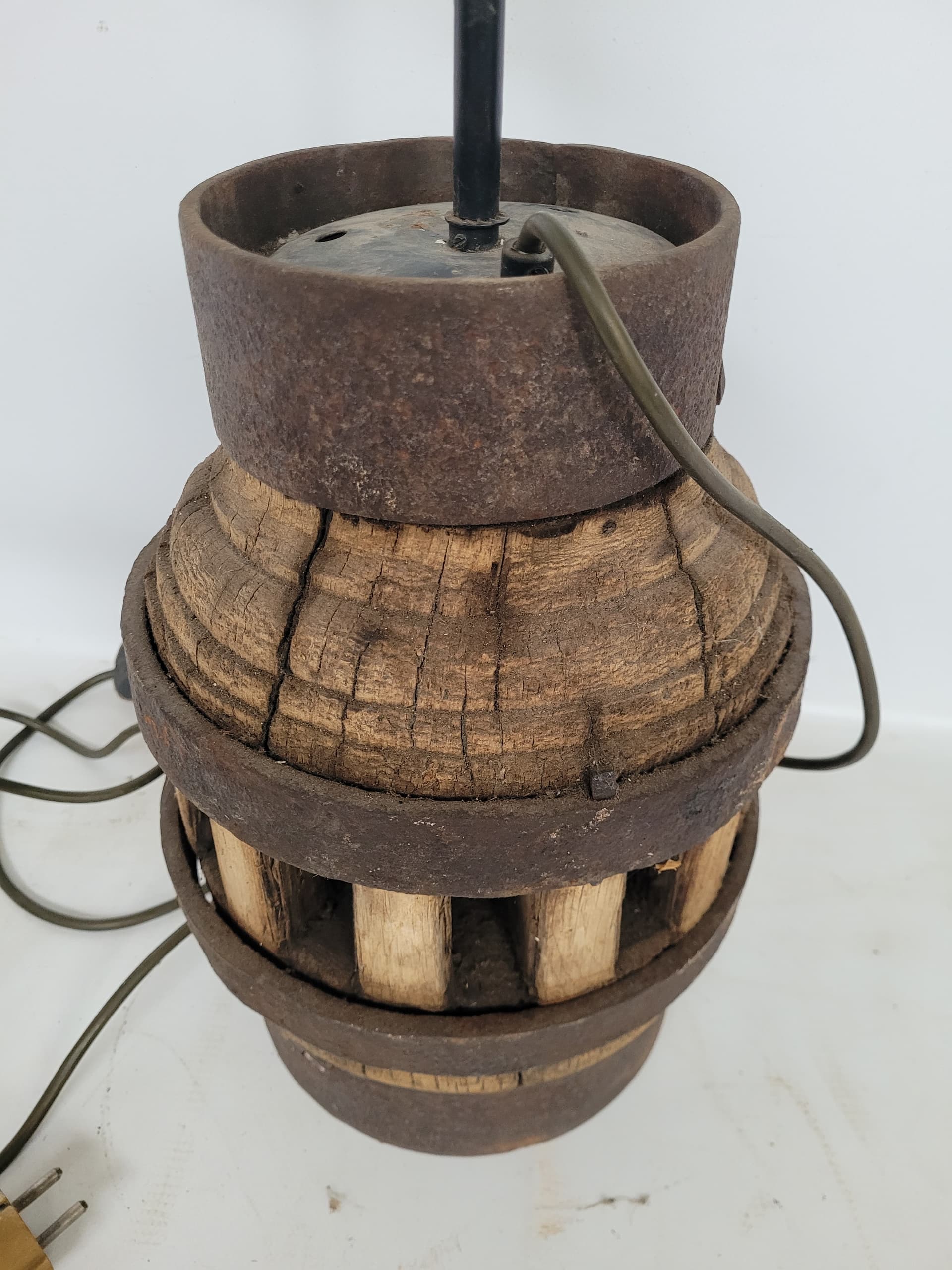 Lampa stołowa, brązowy, drewno, metal, XIX w. - 355944