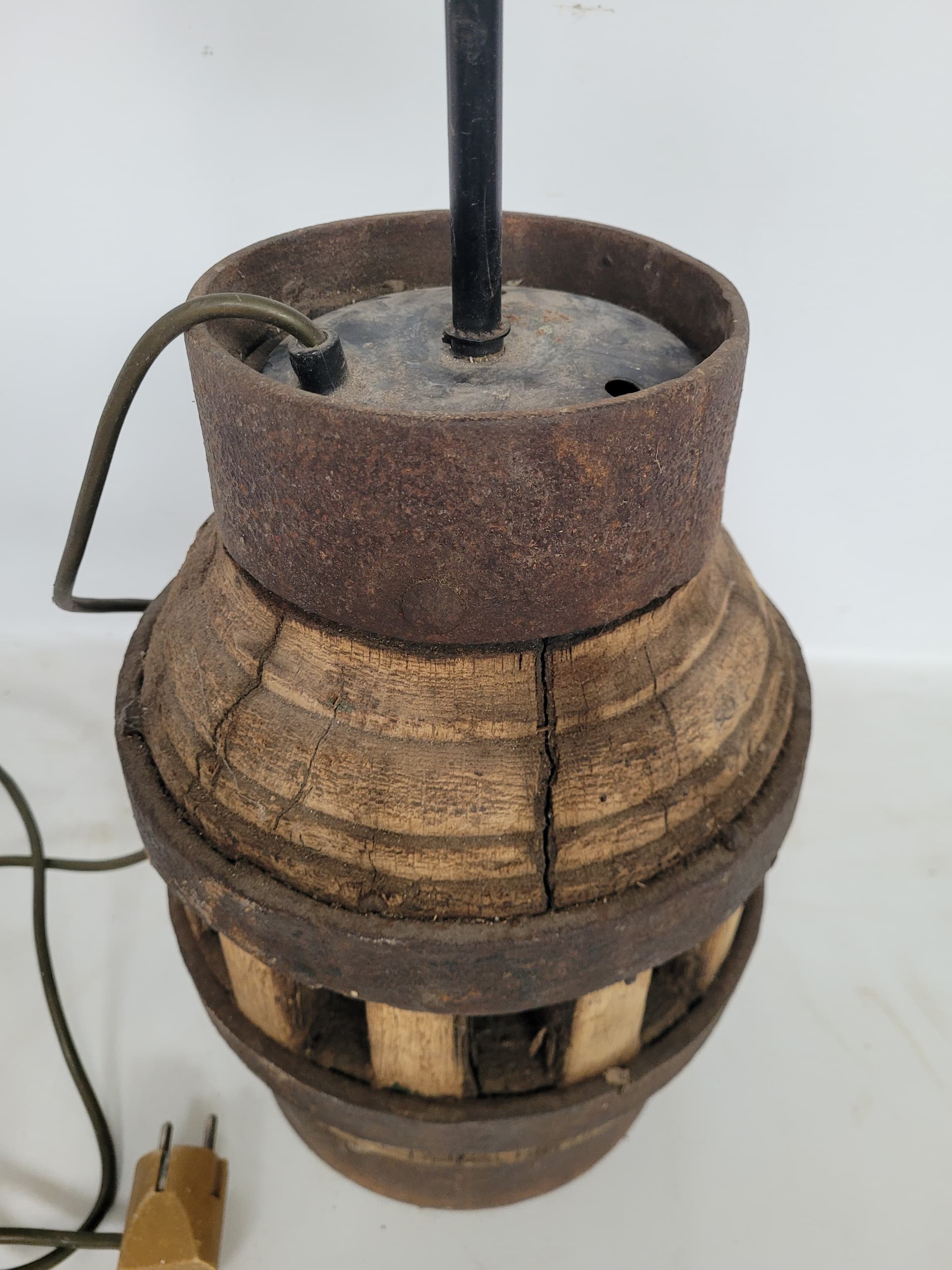 Lampa stołowa, brązowy, drewno, metal, XIX w. - 355941