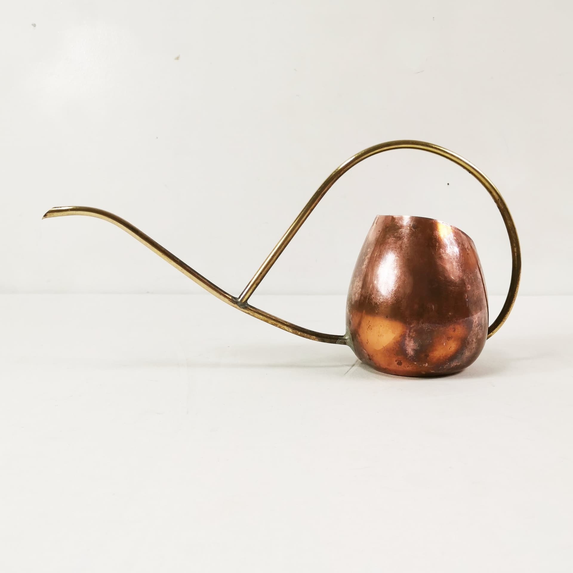 Konewka Mid Century, miedź brązowa, mosiądz złoty, Dania, lata 60. - 356077