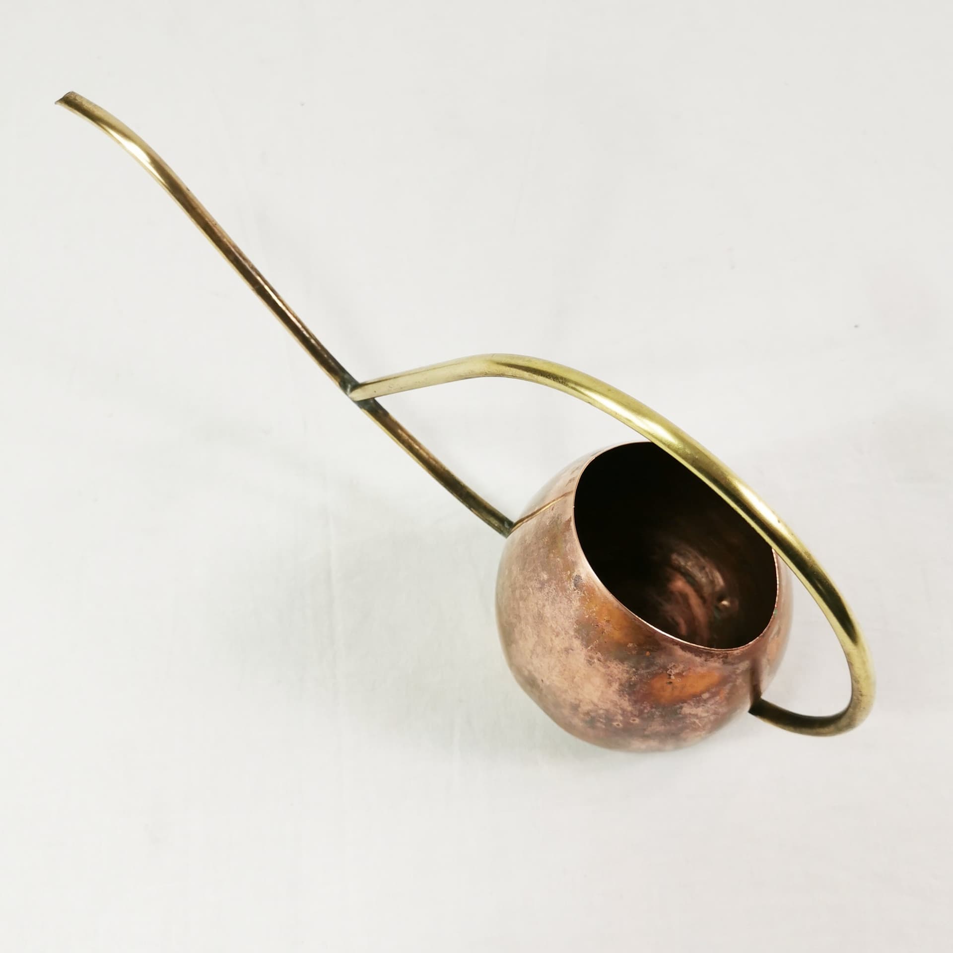 Konewka Mid Century, miedź brązowa, mosiądz złoty, Dania, lata 60. - 356079