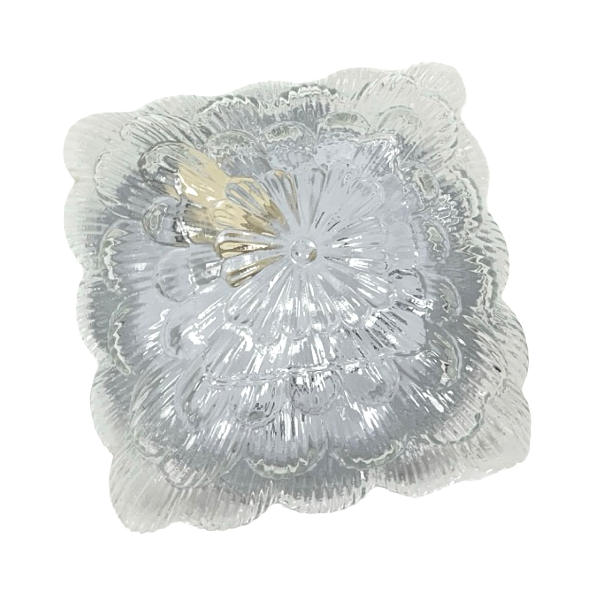 Plafon Bonalux, szkło transparentne zielone, metal srebrny, Niemcy, lata 80. - 356108