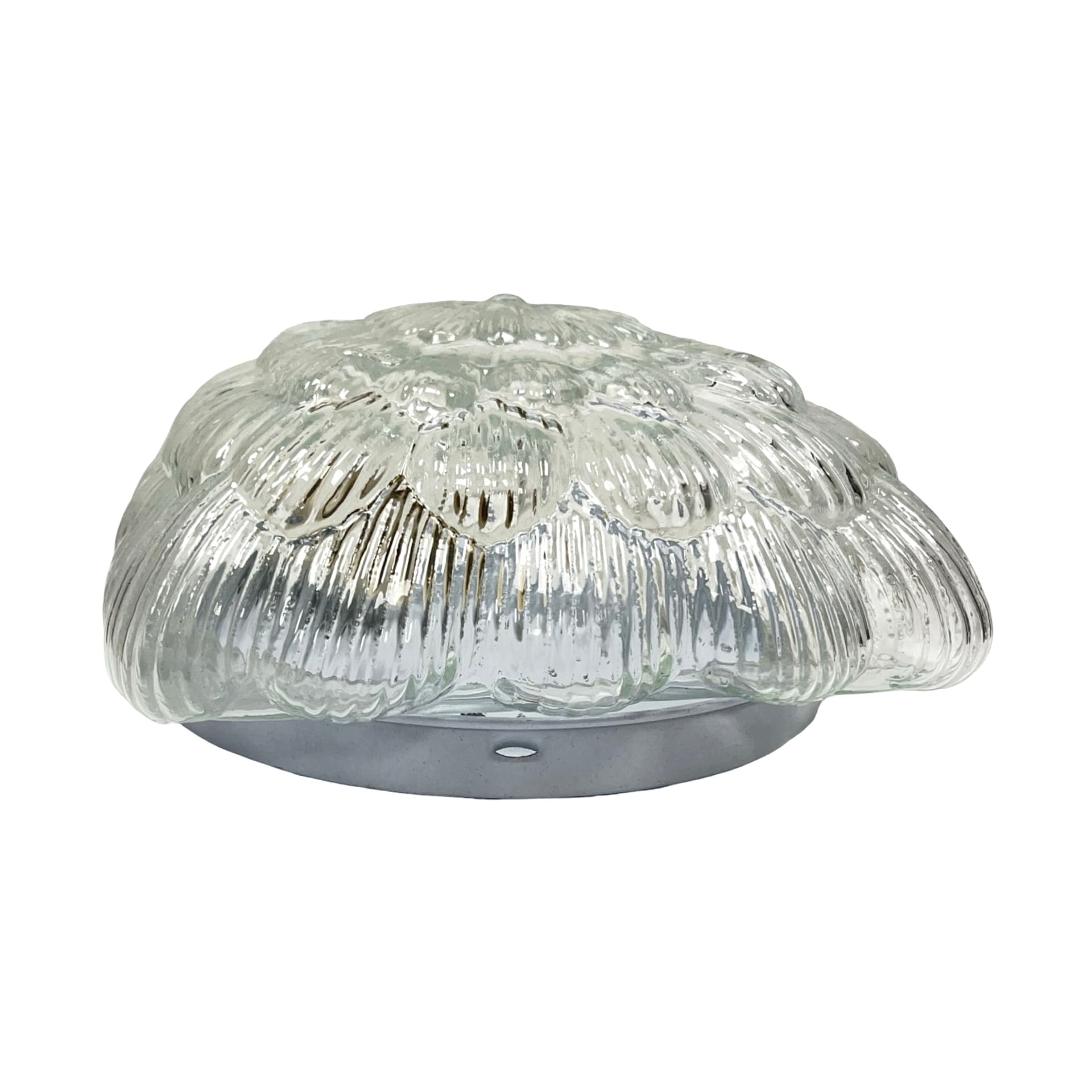 Plafon Bonalux, szkło transparentne zielone, metal srebrny, Niemcy, lata 80. - 356106