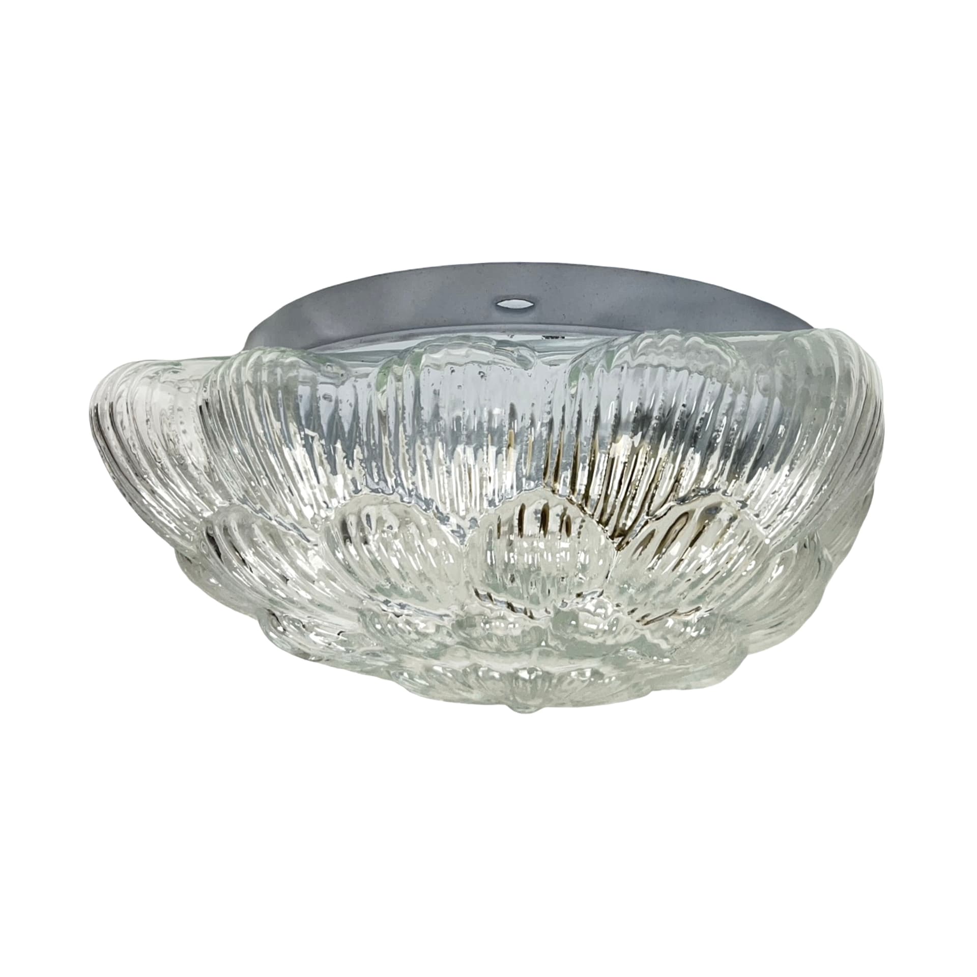 Plafon Bonalux, szkło transparentne zielone, metal srebrny, Niemcy, lata 80. - 356105