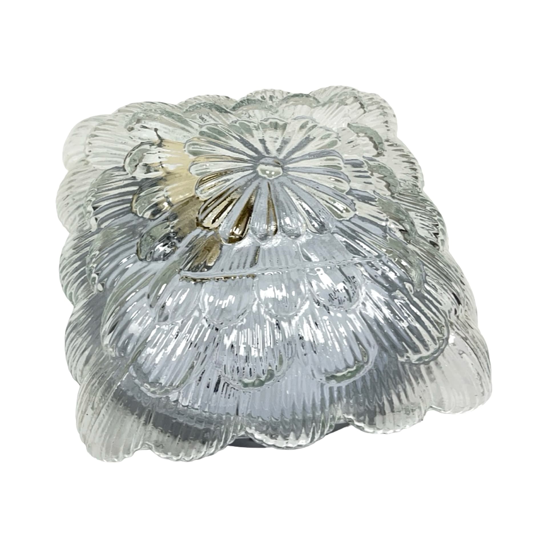 Plafon Bonalux, szkło transparentne zielone, metal srebrny, Niemcy, lata 80. - 356111