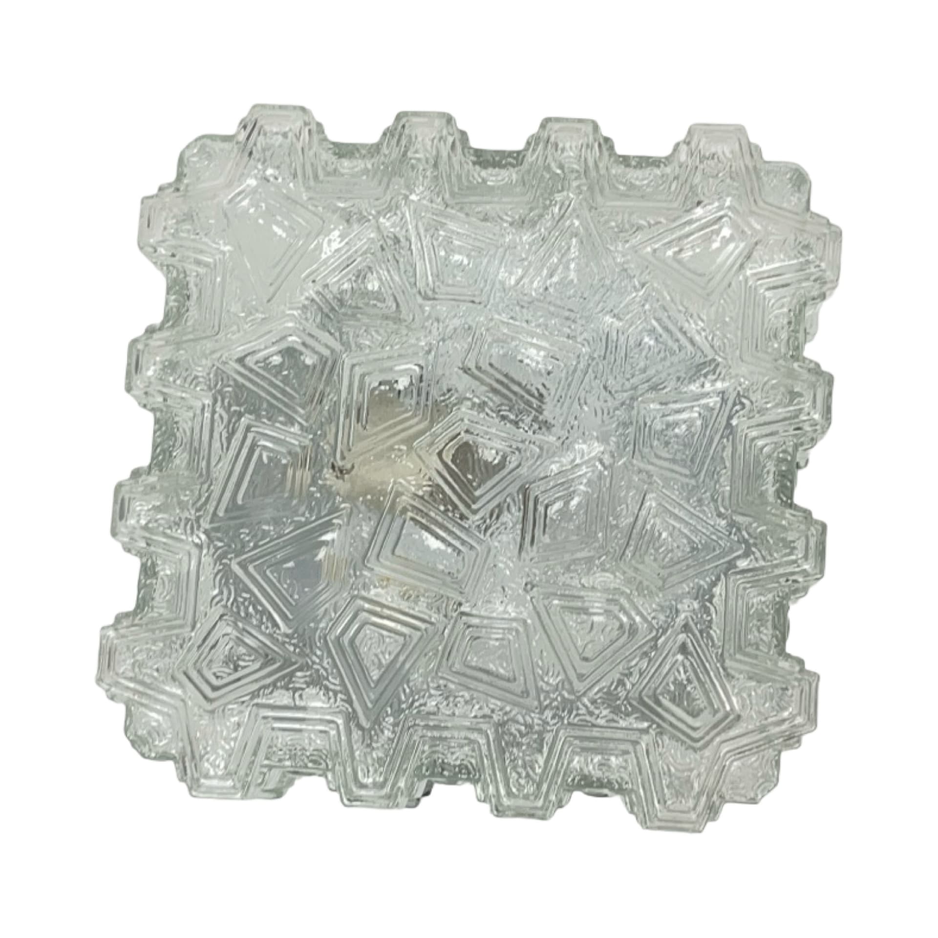 Plafon 65262, transparentne szkło, metal czarny, Hillebrand, Niemcy, lata 70. - 356158