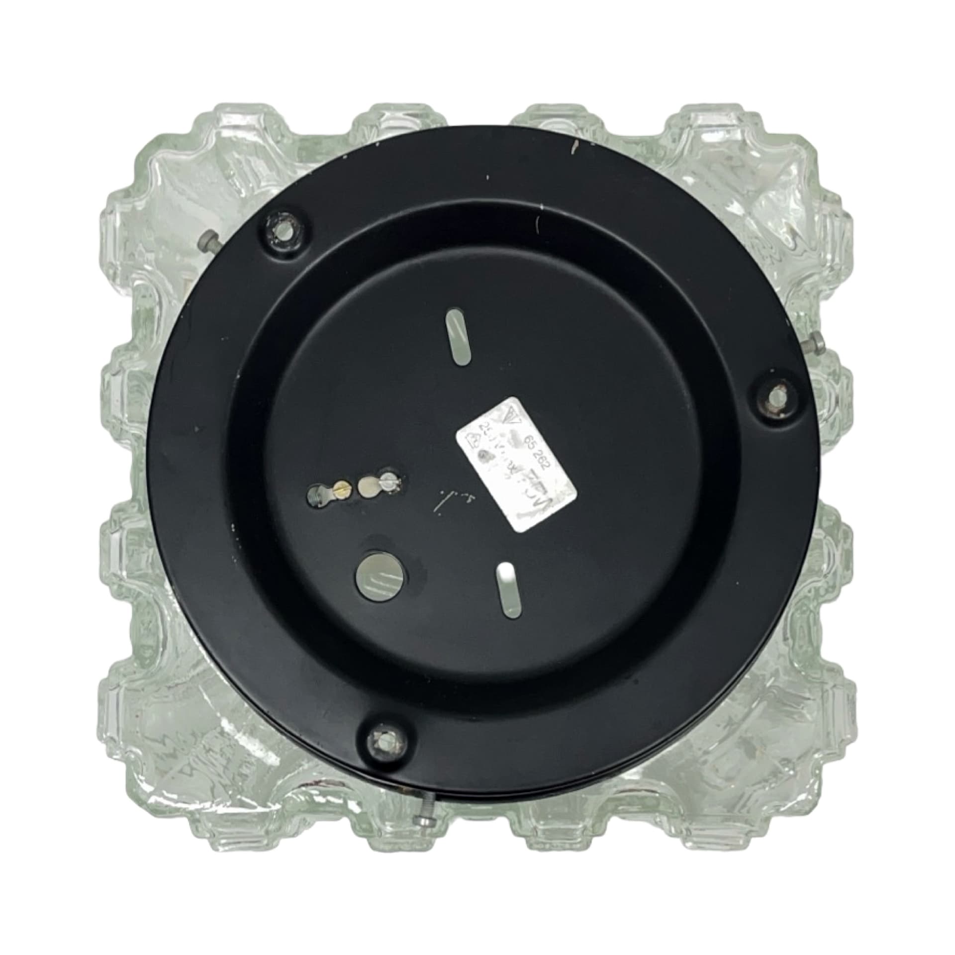 Plafon 65262, transparentne szkło, metal czarny, Hillebrand, Niemcy, lata 70. - 356157