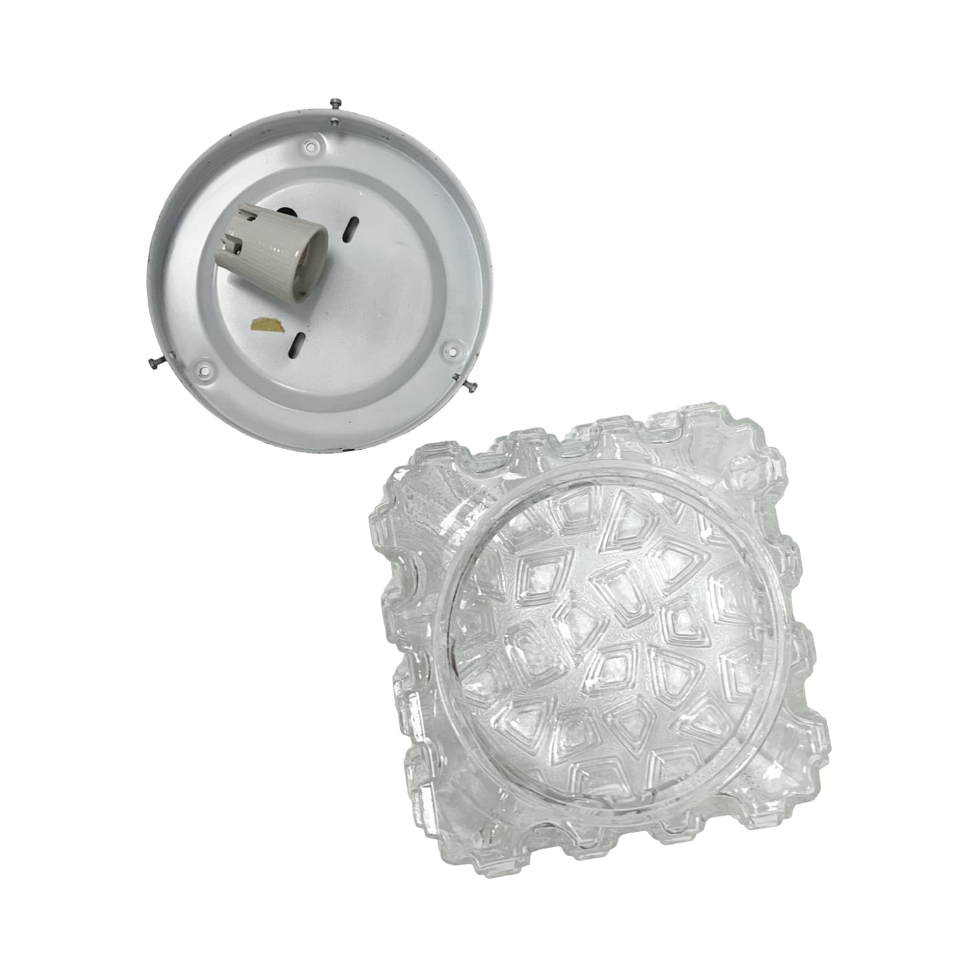 Plafon 65262, transparentne szkło, metal czarny, Hillebrand, Niemcy, lata 70. - 356155