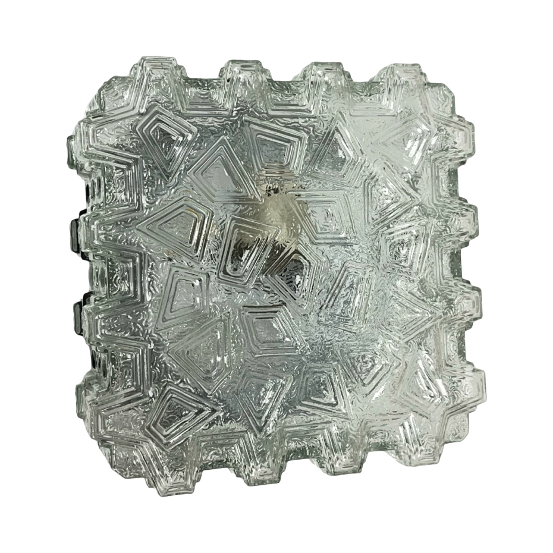 Plafon 65262, transparentne szkło, metal czarny, Hillebrand, Niemcy, lata 70. - 356153