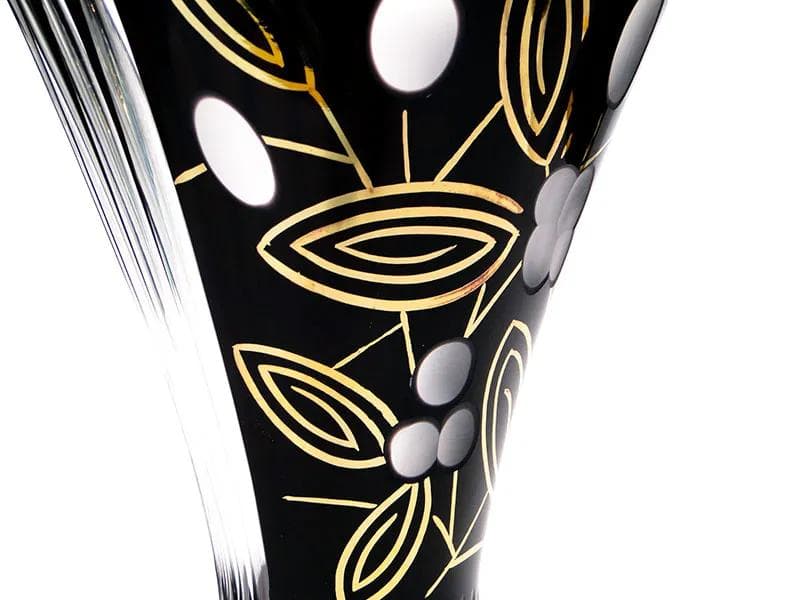 Wazon New Look, kryształ czarny, Kamenický Šenov, Czechosłowacja, lata 60. - 26251