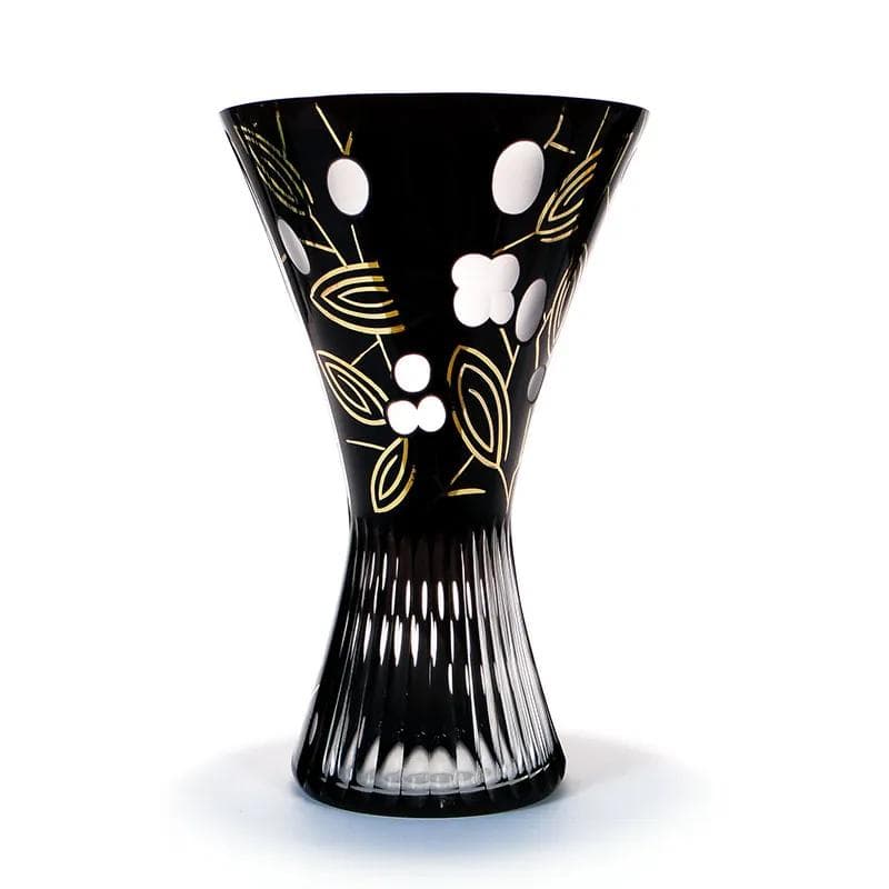 Wazon New Look, kryształ czarny, Kamenický Šenov, Czechosłowacja, lata 60. - 26243