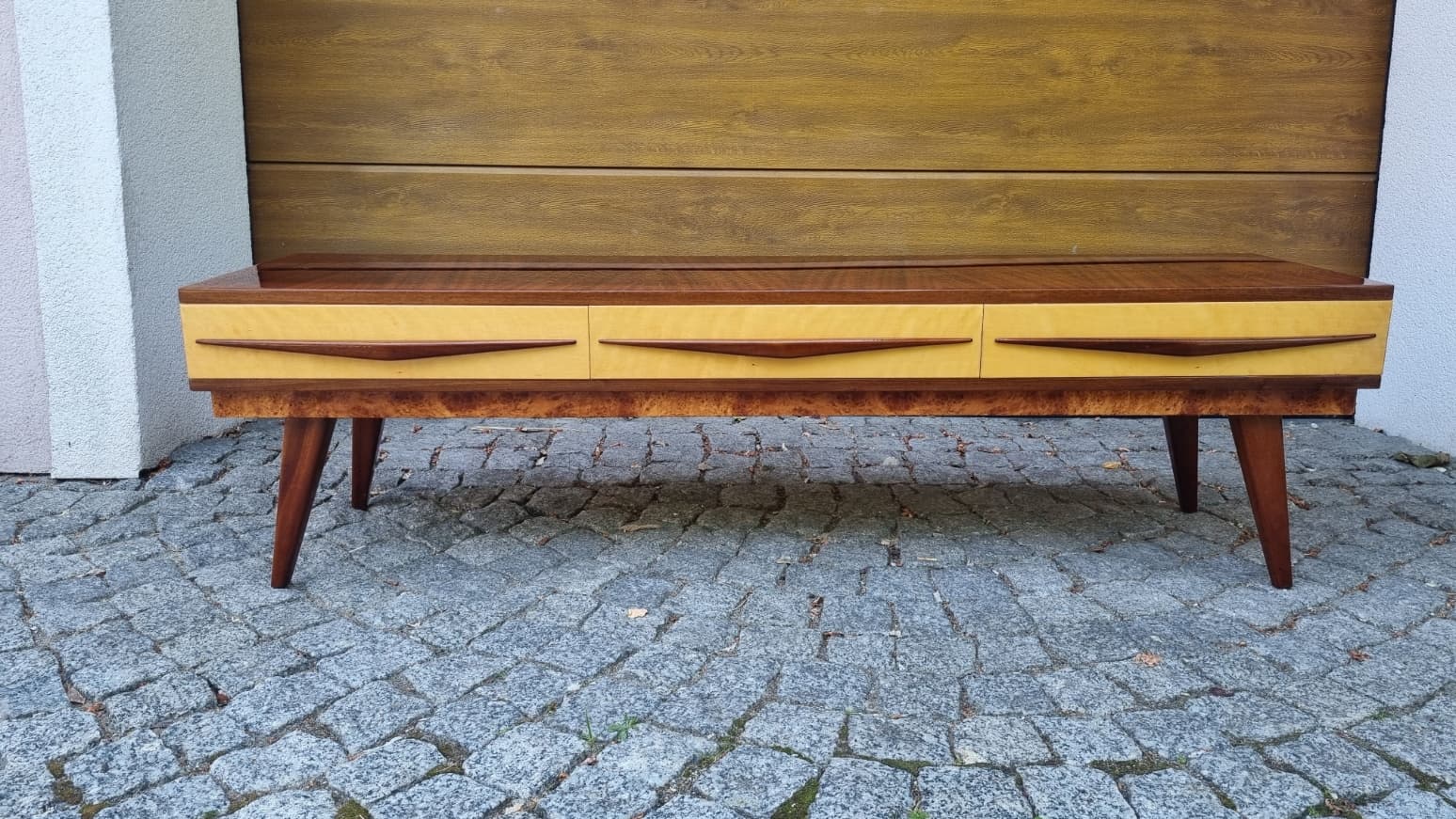 Lowboard, mid-century modern, brązowy, dąb, Polska, lata 60. - 356221