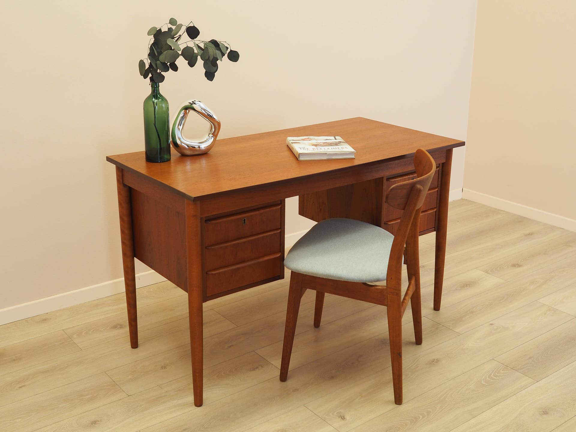 Desk, brown teak, Denmark, 1970s. - 356289