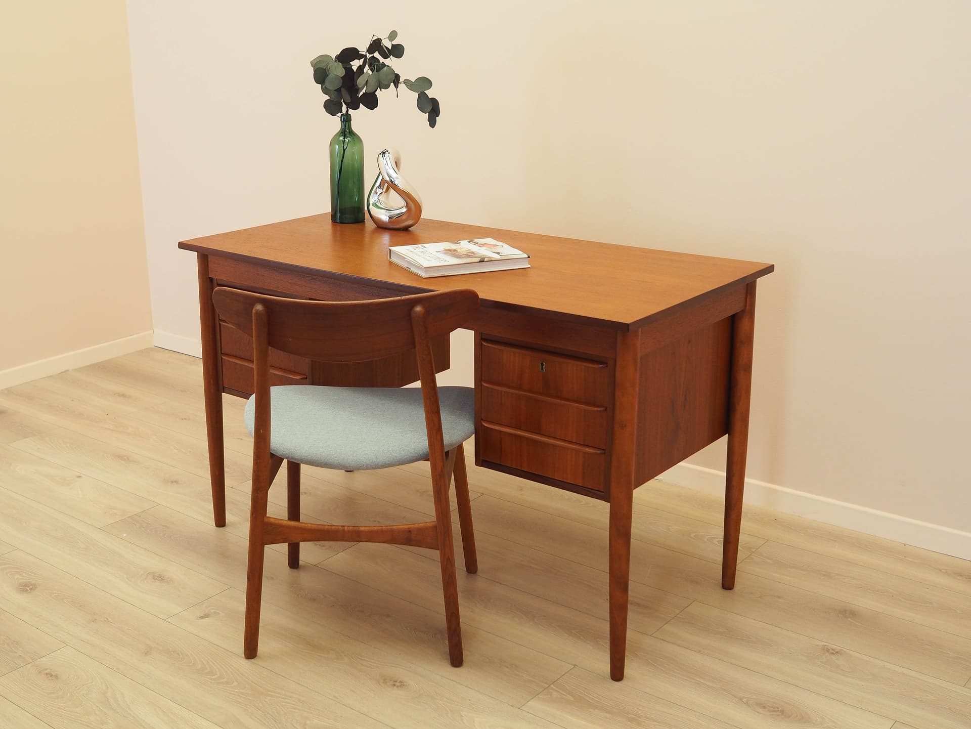 Desk, brown teak, Denmark, 1970s. - 356290