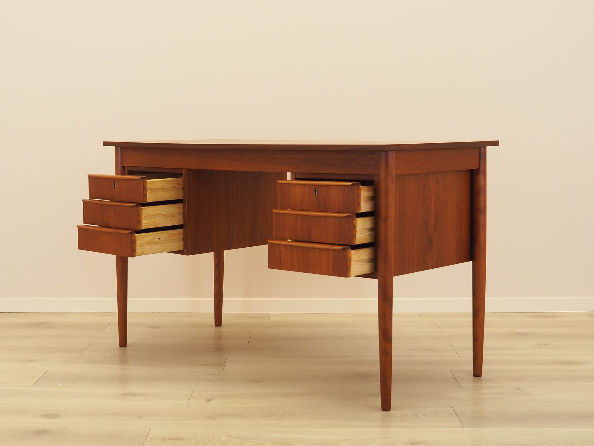 Desk, brown teak, Denmark, 1970s. - 356291