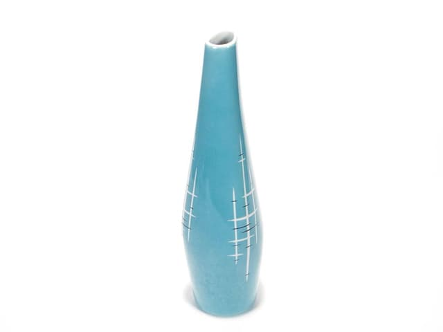 Wazon Wanda, porcelana niebieski biały, Ćmielów, Polska, lata 50. - WYMIARY