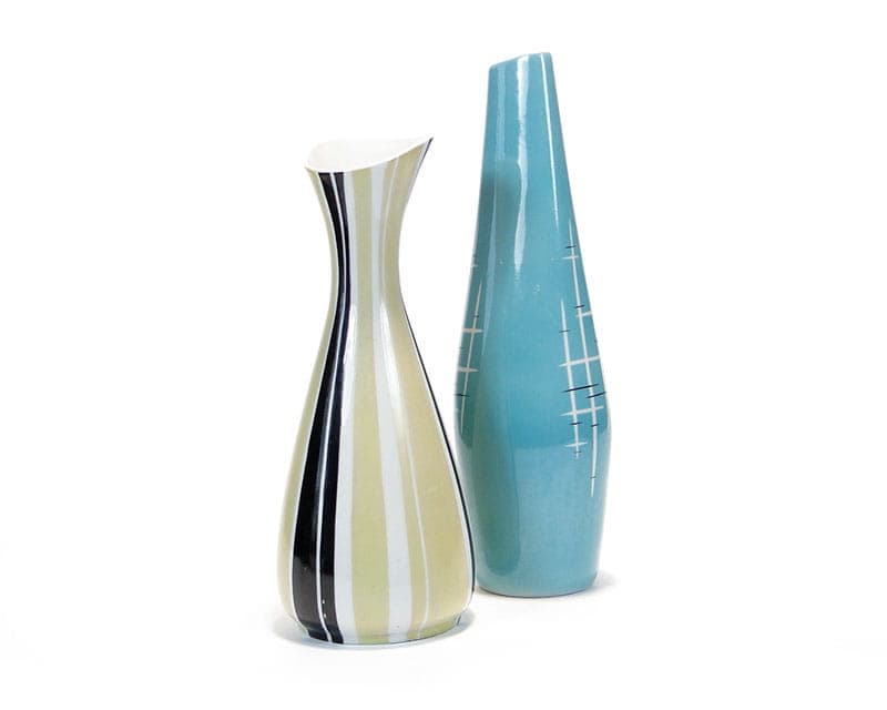 Wazon Wanda, porcelana niebieski biały, Ćmielów, Polska, lata 50. - 356456