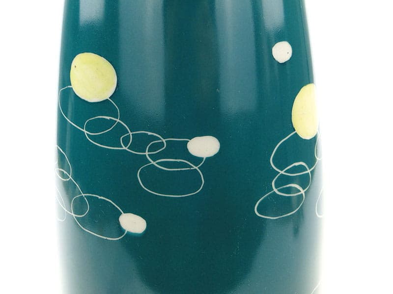 Wazon pikasy, turkusowy żółty biały, porcelit, Chodzież, Polska, lata 50. - 356530