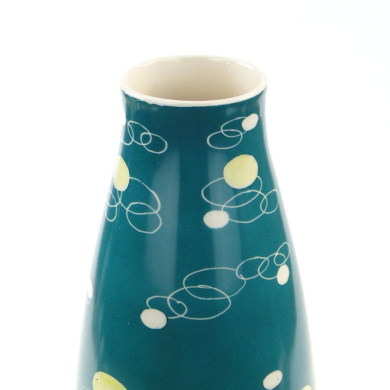 Wazon pikasy, turkusowy żółty biały, porcelit, Chodzież, Polska, lata 50. - 356533