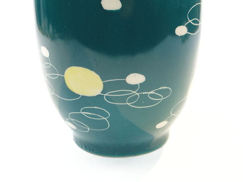 Wazon pikasy, turkusowy żółty biały, porcelit, Chodzież, Polska, lata 50. - 356534