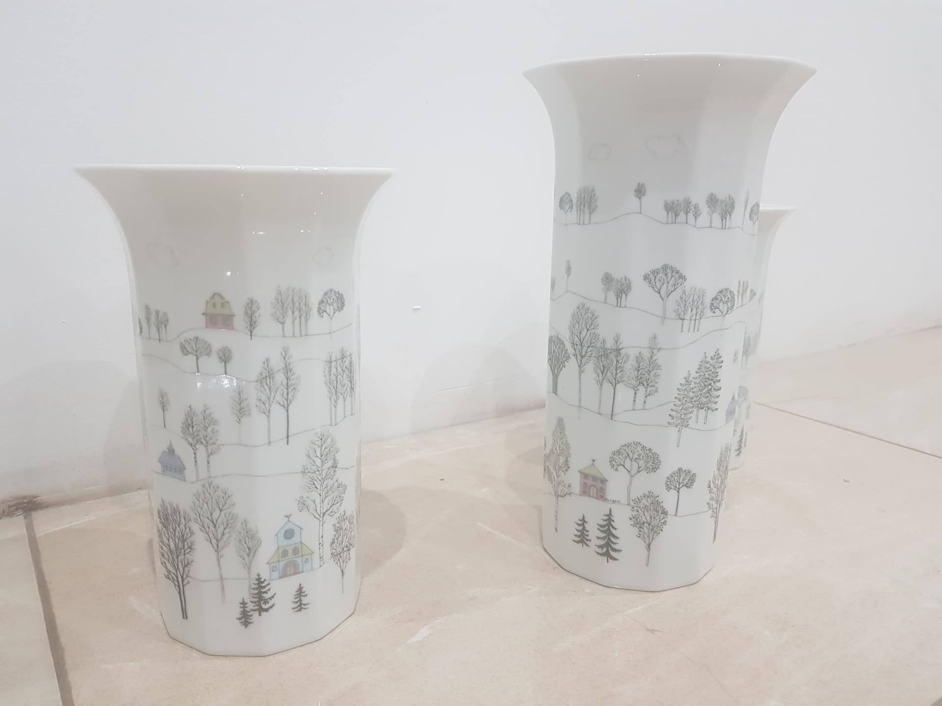 Zestaw trzech wazonów, porcelana biała, proj. T. Wirkkala, Rosenthal, Niemcy, lata 80. - 356592