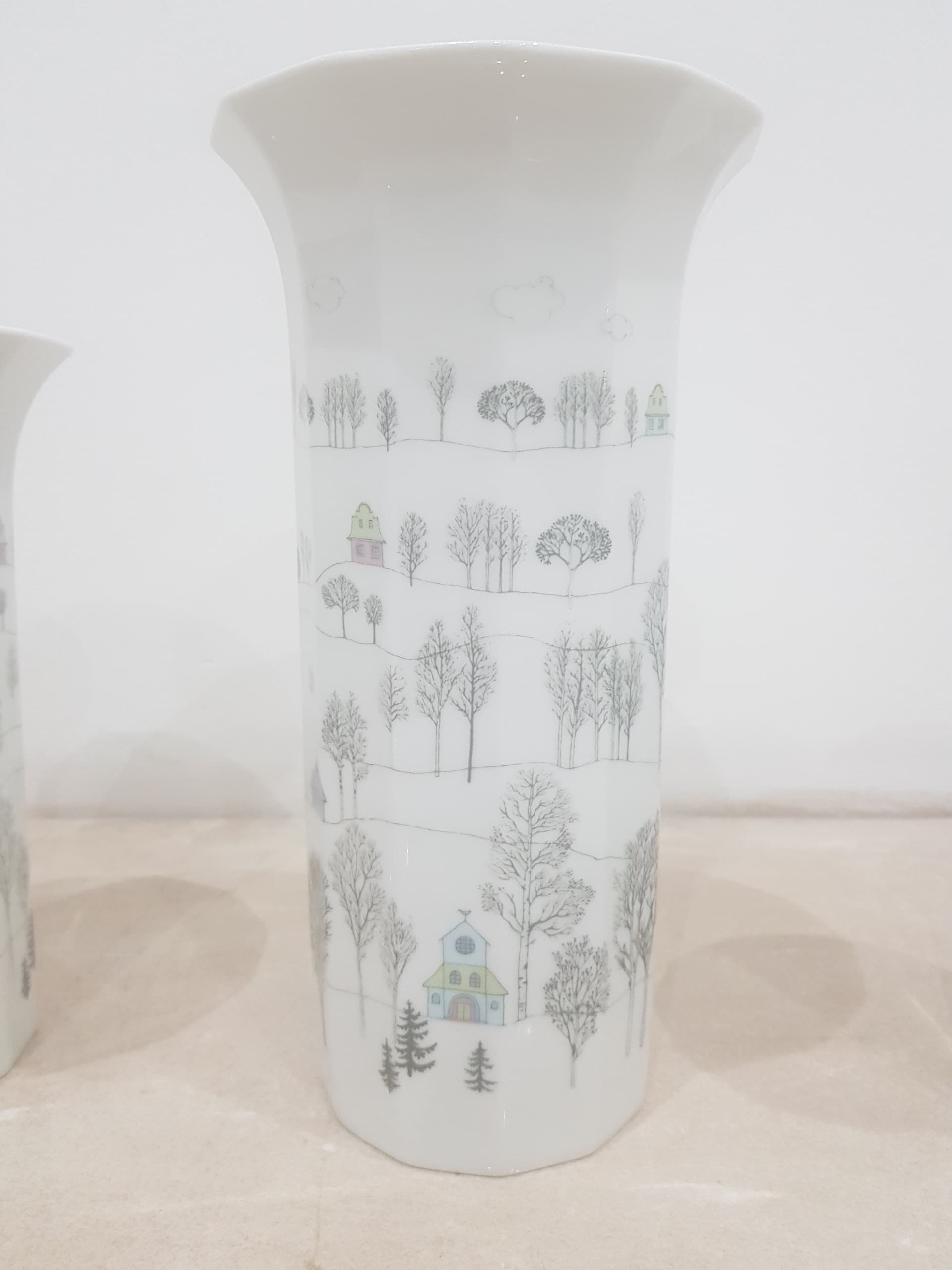 Zestaw trzech wazonów, porcelana biała, proj. T. Wirkkala, Rosenthal, Niemcy, lata 80. - 356585