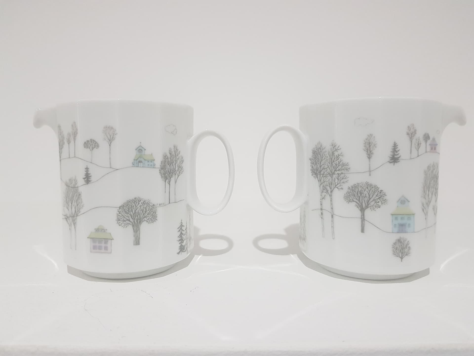 Para mleczników Winterreise, porcelana biała, proj. T. Wirkkala, Rosenthal, Niemcy, lata 80. - 356610
