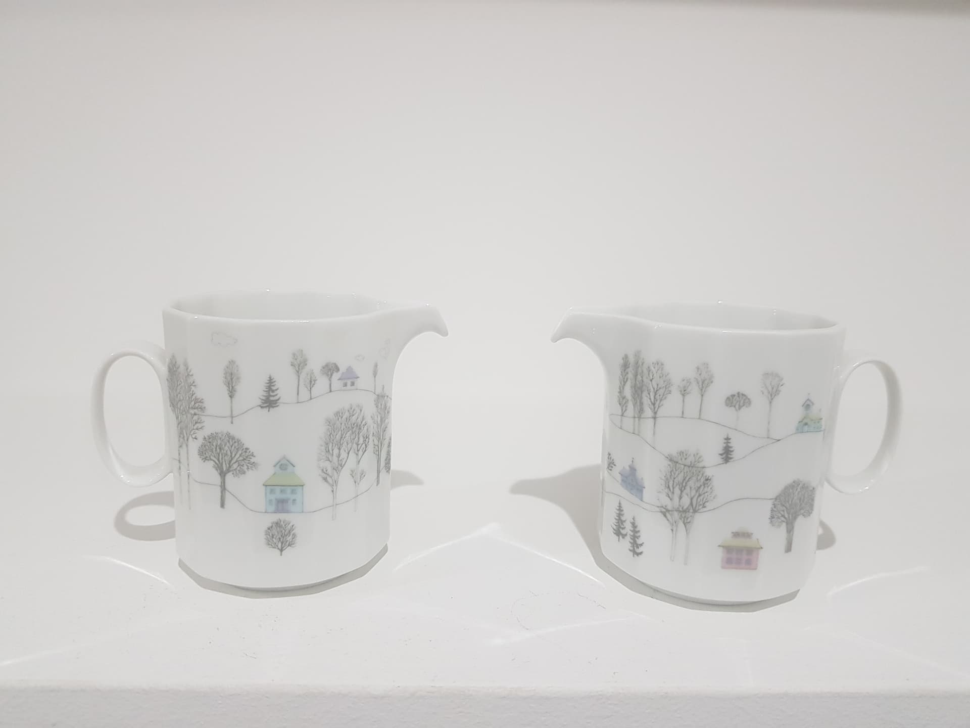 Para mleczników Winterreise, porcelana biała, proj. T. Wirkkala, Rosenthal, Niemcy, lata 80. - 356606