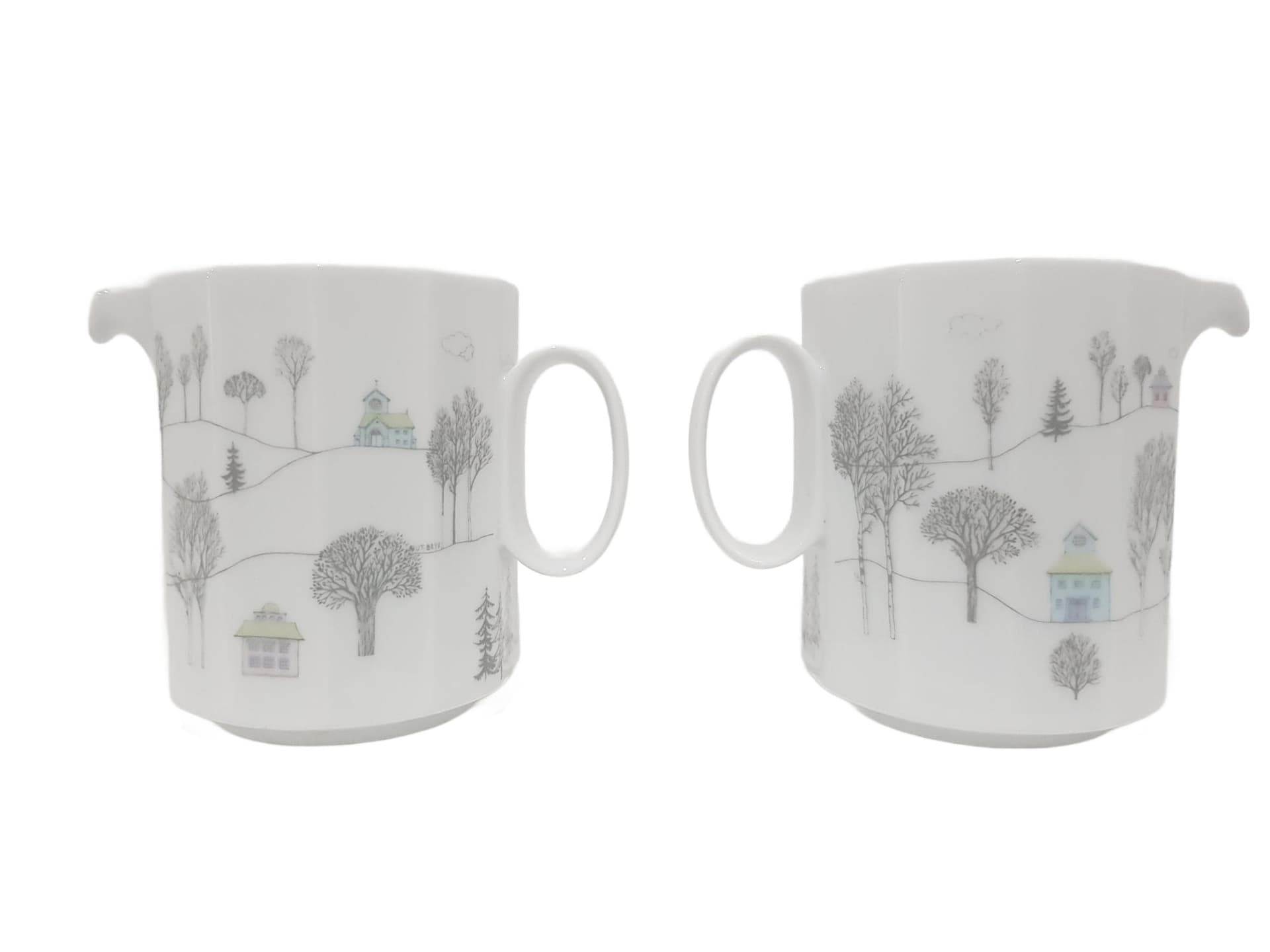 Para mleczników Winterreise, porcelana biała, proj. T. Wirkkala, Rosenthal, Niemcy, lata 80.