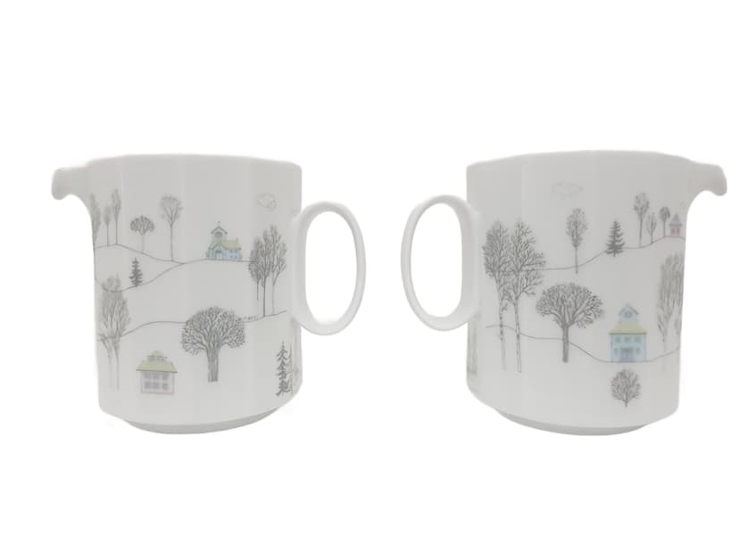 Para mleczników Winterreise, porcelana biała, proj. T. Wirkkala, Rosenthal, Niemcy, lata 80.