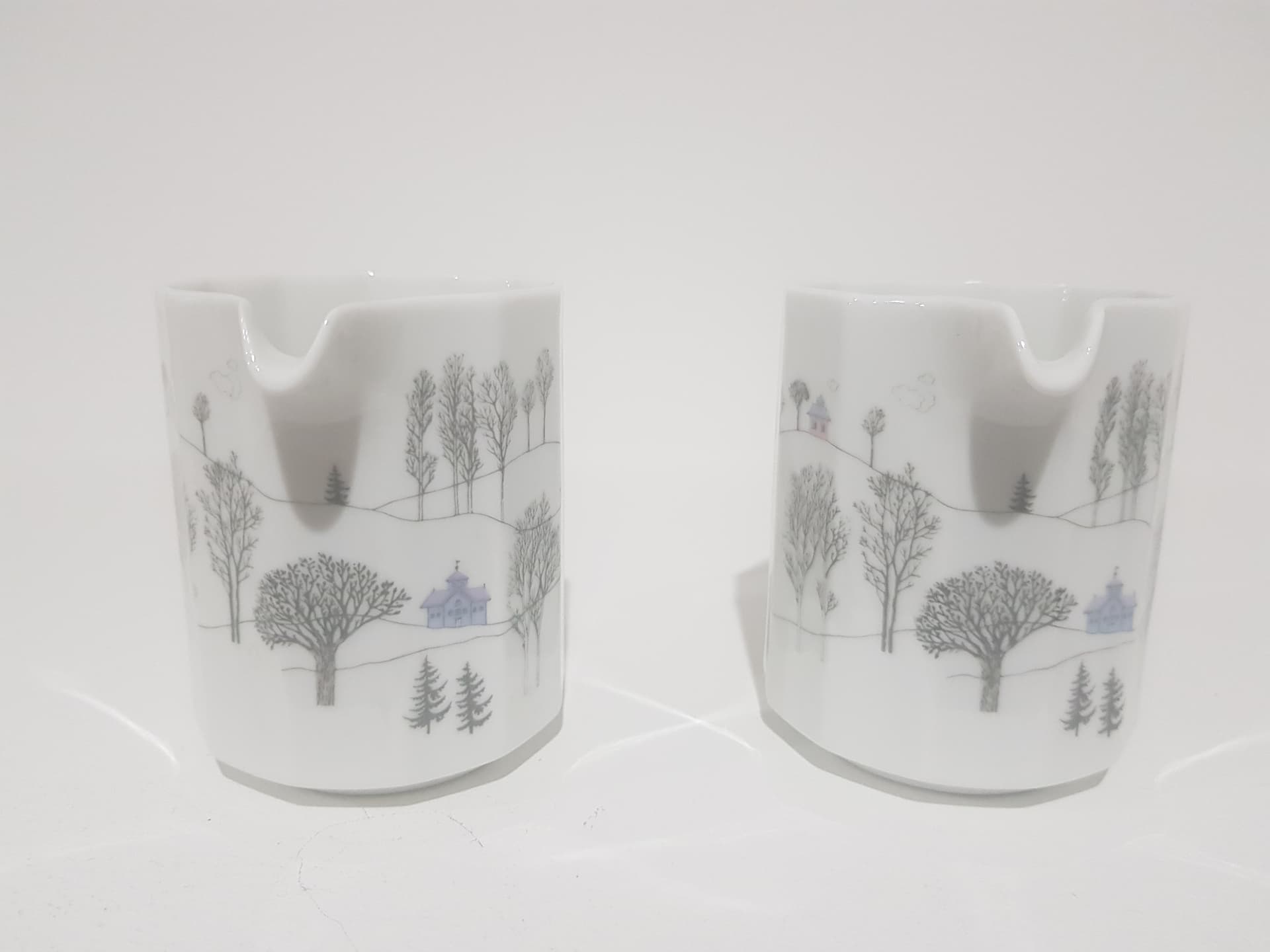 Para mleczników Winterreise, porcelana biała, proj. T. Wirkkala, Rosenthal, Niemcy, lata 80. - 356612