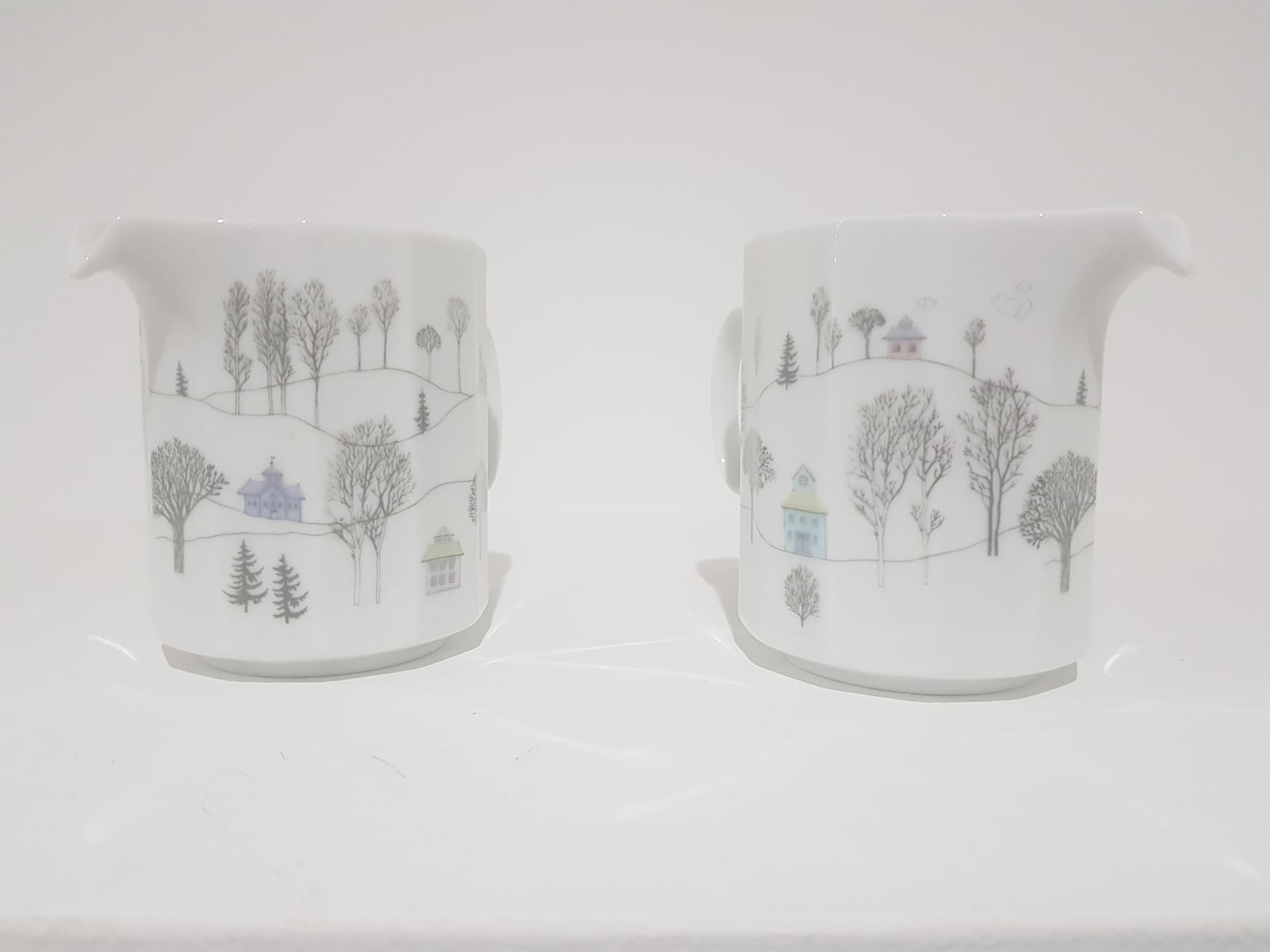 Para mleczników Winterreise, porcelana biała, proj. T. Wirkkala, Rosenthal, Niemcy, lata 80. - 356611
