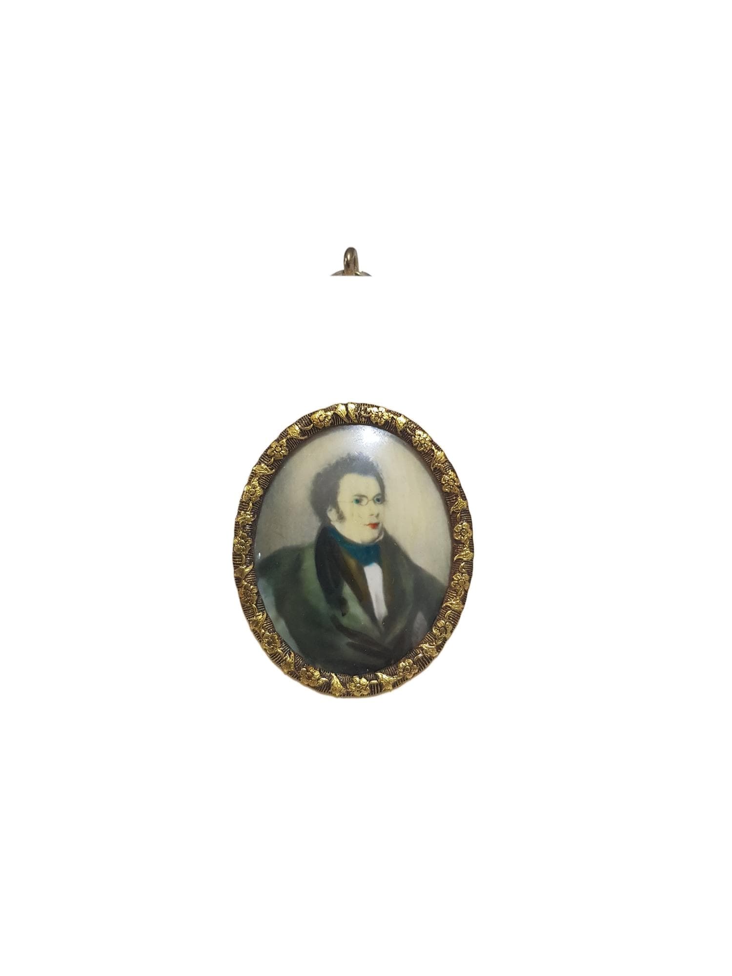 Miniatura portretowa Franz Schubert, zielony biały brązowy czarny czerwony złoty, Francja, początek XX w.
