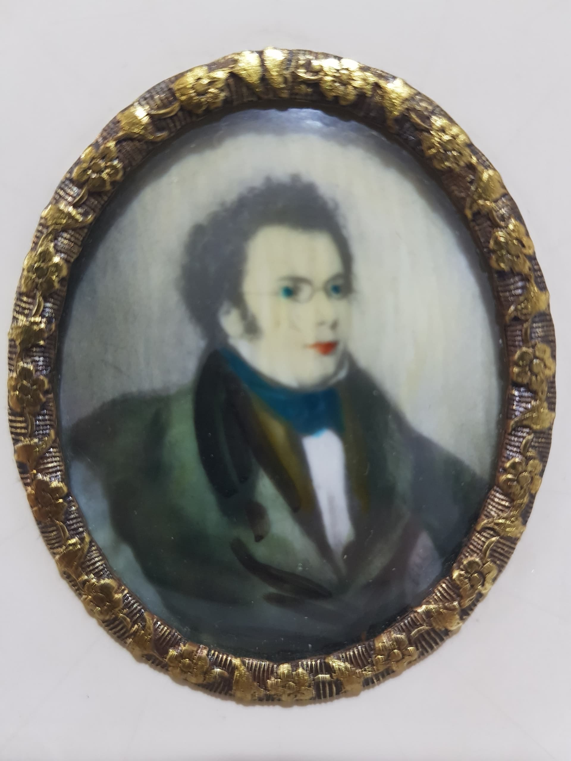 Miniatura portretowa Franz Schubert, zielony biały brązowy czarny czerwony złoty, Francja, początek XX w. - 356708