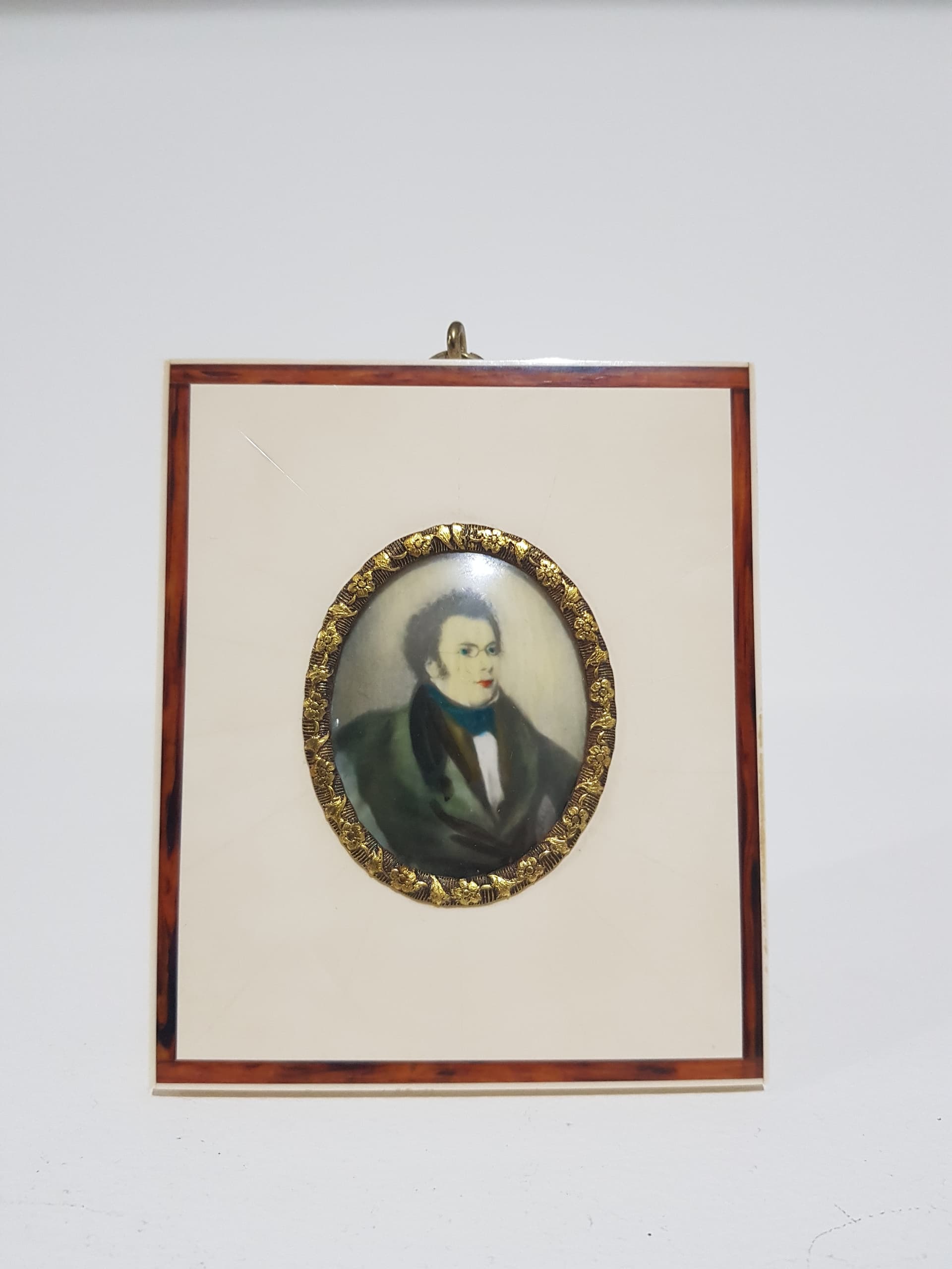 Miniatura portretowa Franz Schubert, zielony biały brązowy czarny czerwony złoty, Francja, początek XX w. - 356707