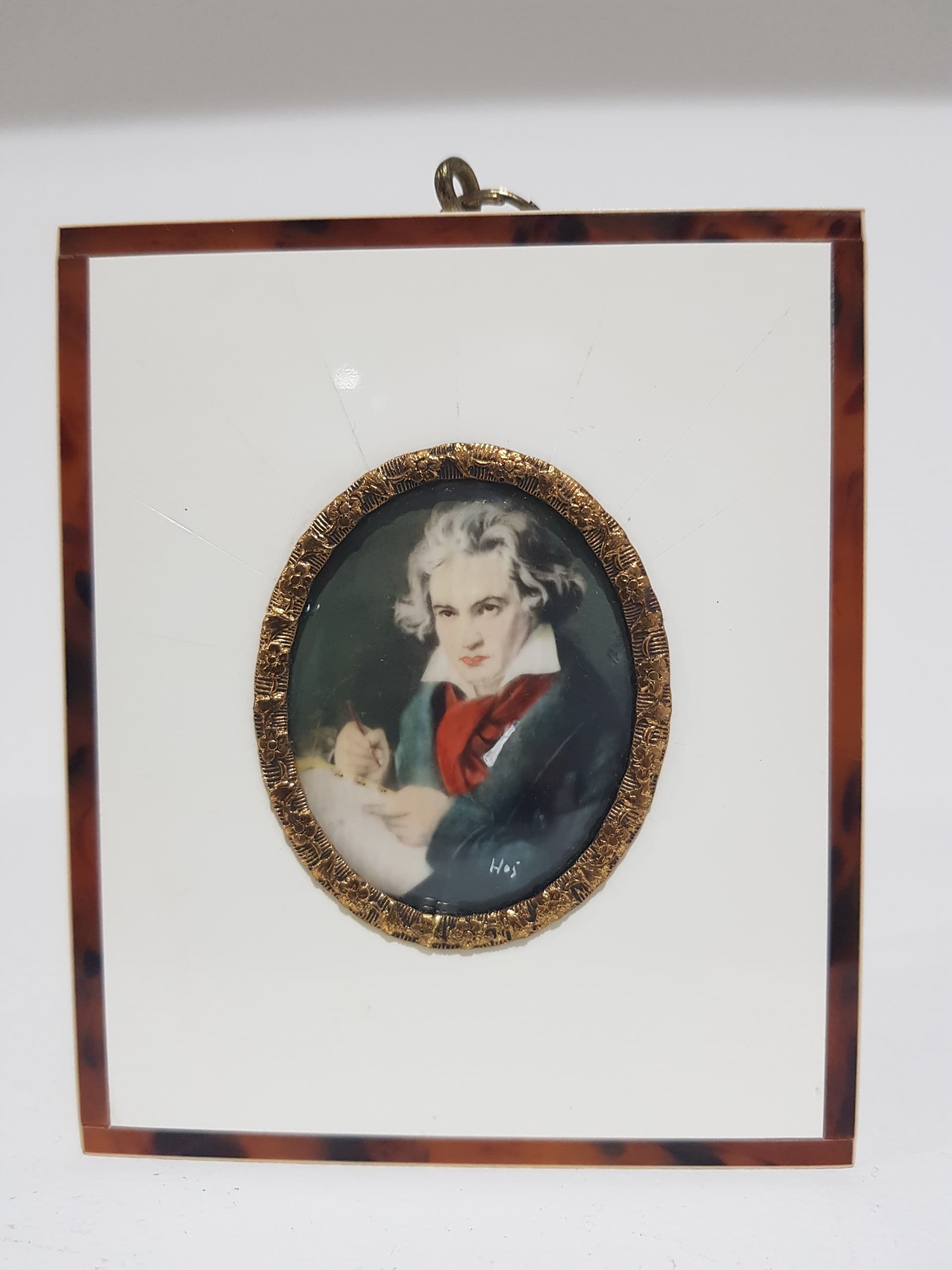 Portret miniaturowy Ludwig van Beethoven, porcelana malowana, metal złoty, Niemcy, lata 20. - 356722