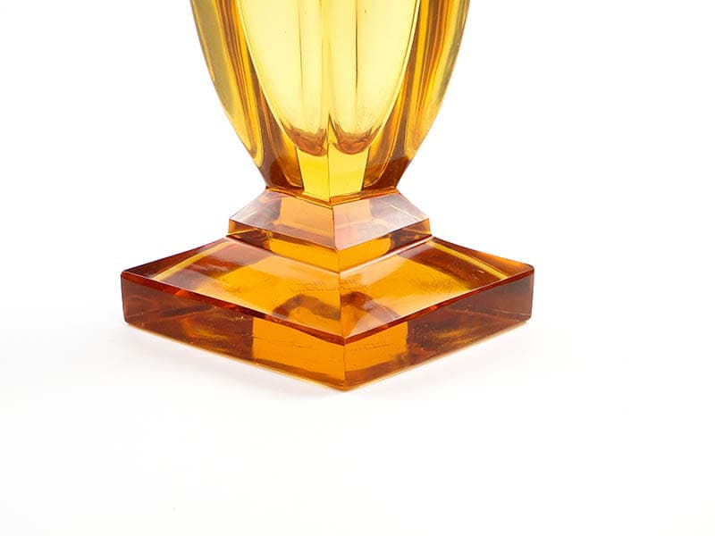 Wazon Art Deco, topazowy kryształ, proj. R. Hlouszek, Moser, Czechy, lata 20. - 356730