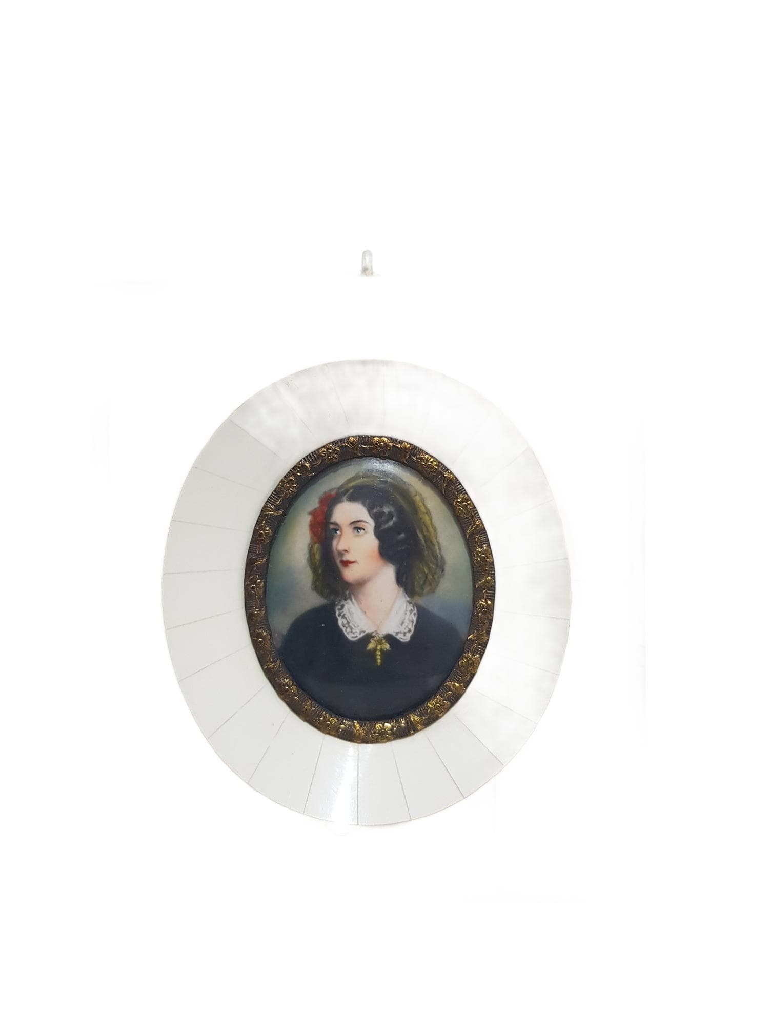Miniatura portretowa Lola Montez, masa perłowa brąz, Francja, początek XX w.