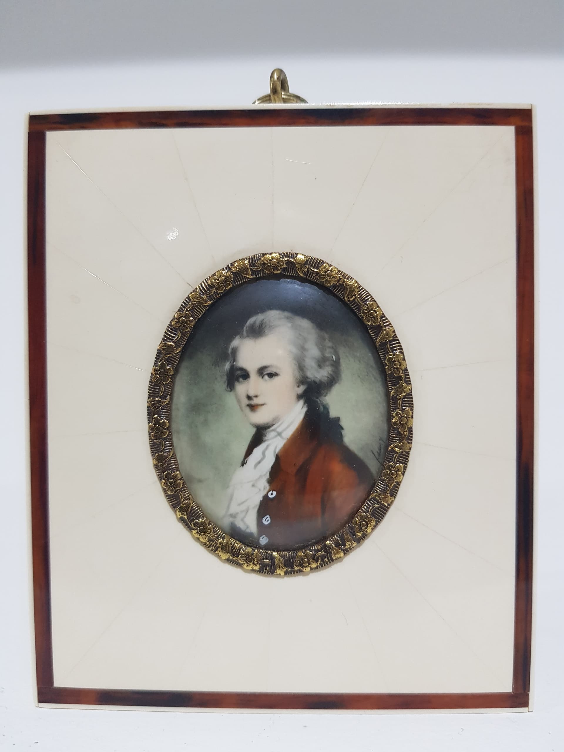 Miniatura portretowa Wolfgang Amadeus Mozart, metal złoty, szkło, Niemcy, początek XX w. - 356853