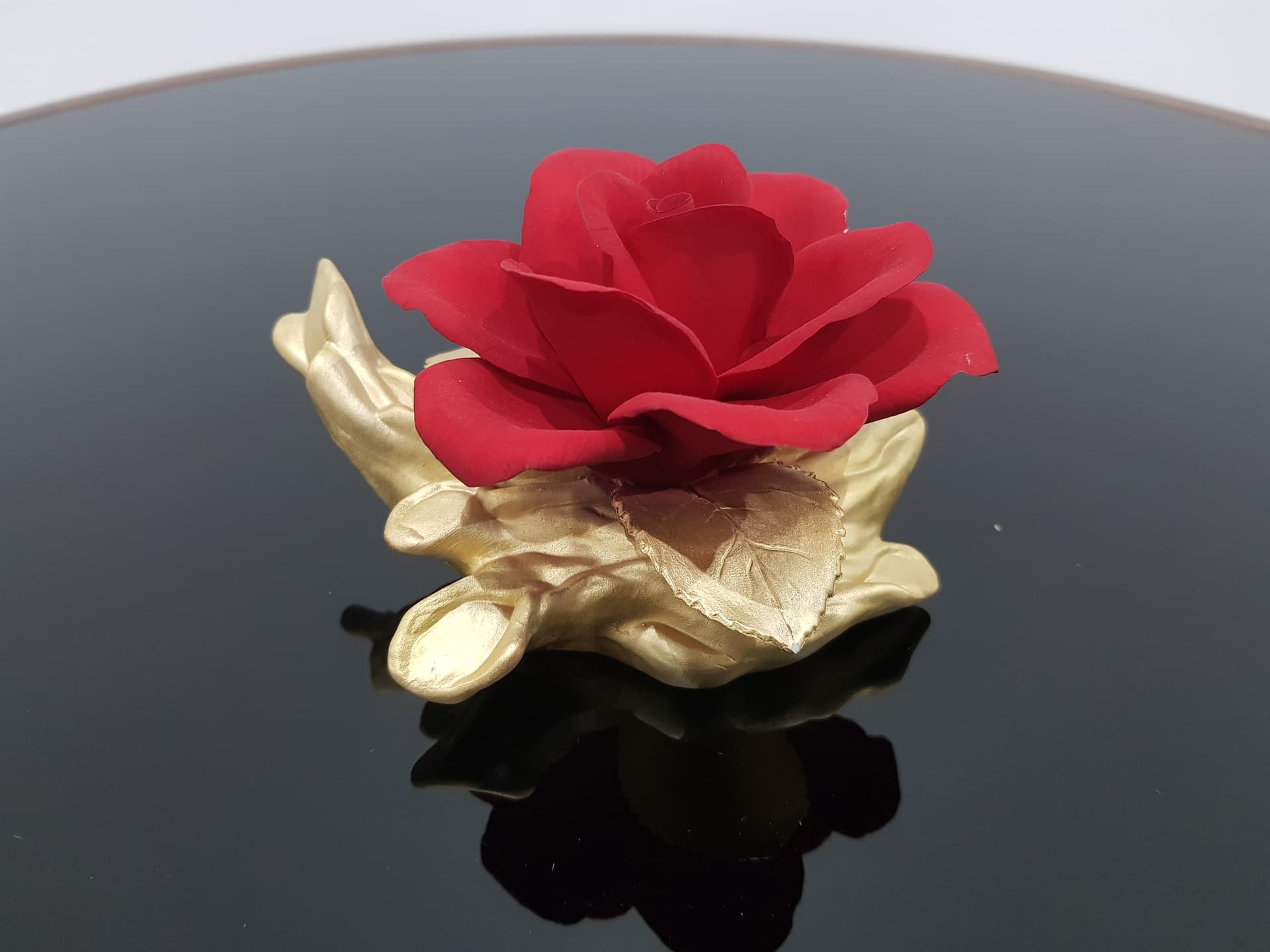 Figurine Rose Capodimonte, red gold, porcelain, Napoleon, Italy, 1970s - 356882